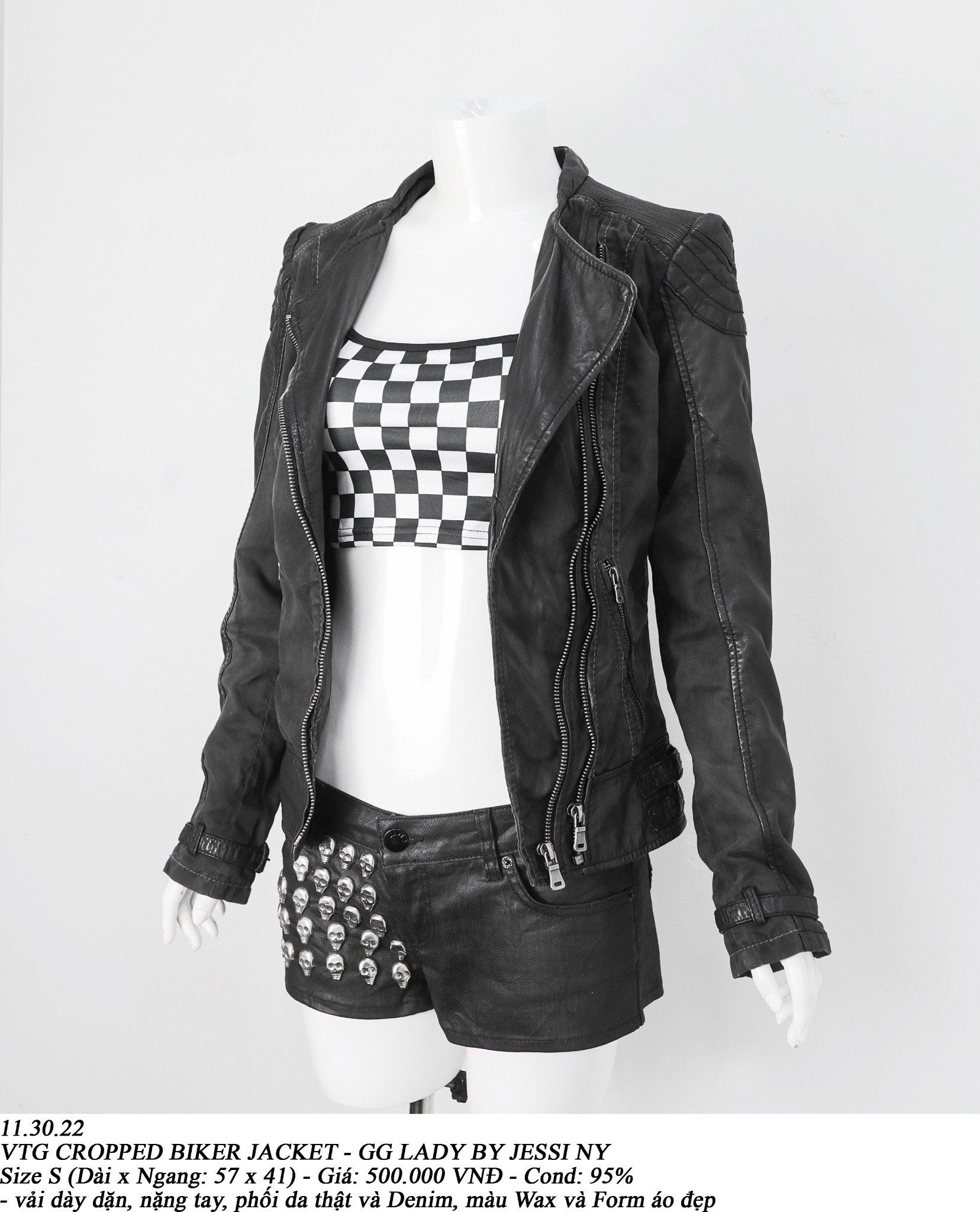 11.30.22 - VTG CROPPED BIKER JACKET - GG LADY BY JESSI NY