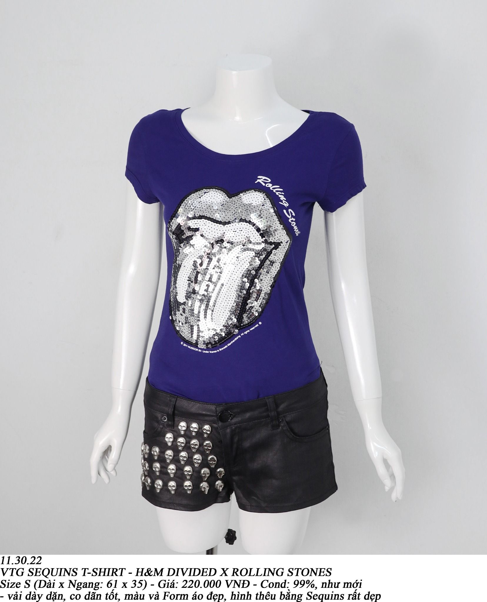 11.30.22 - VTG SEQUINS T-SHIRT - H&M DIVIDED X ROLLING STONES