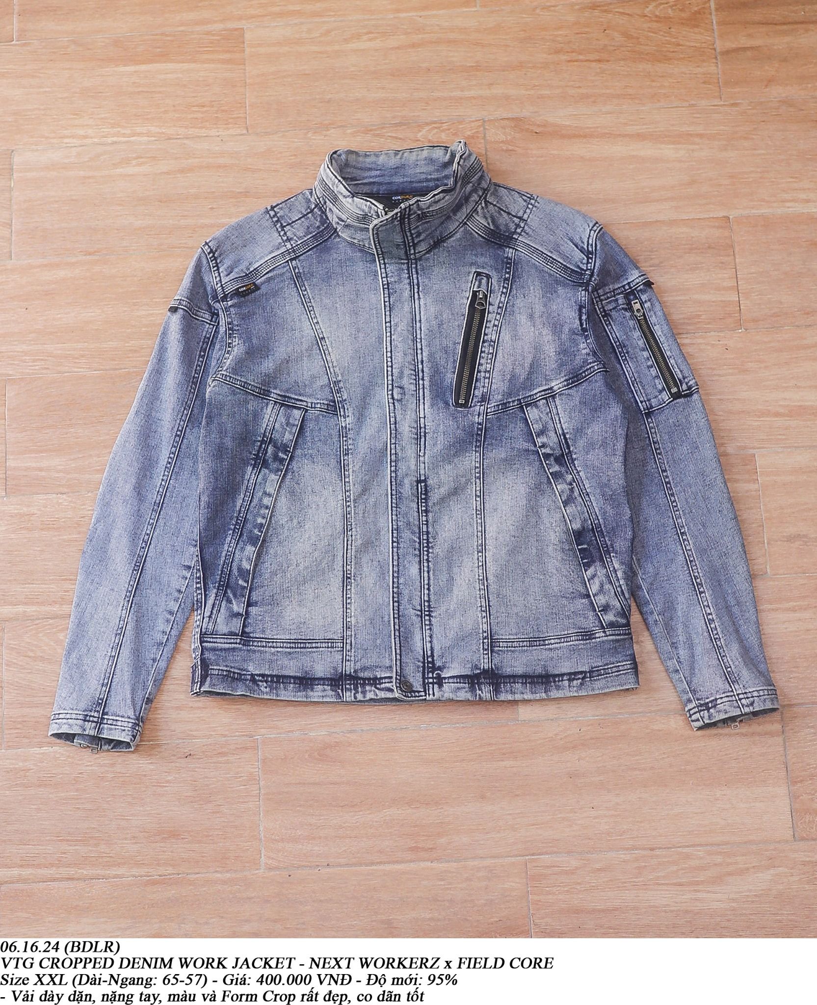 06.16.24 - VTG CROPPED DENIM WORK JACKET - NEXT WORKERS X FIELDCORE
