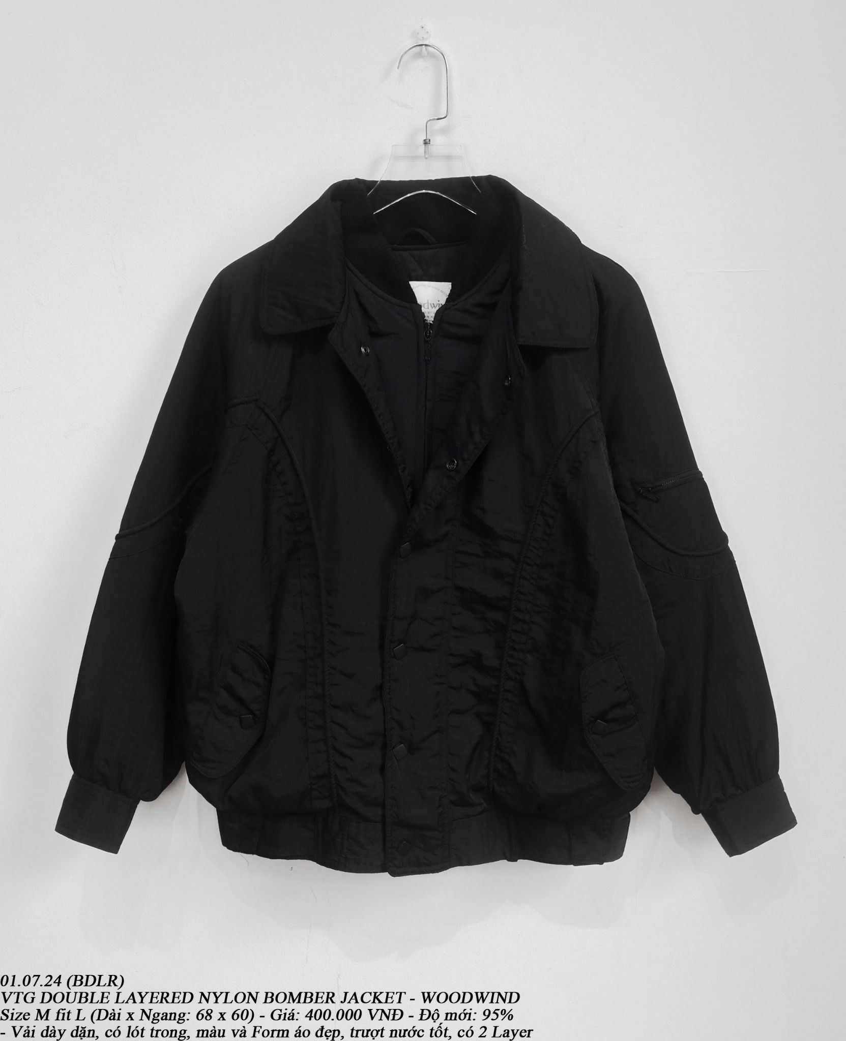 01.07.24 - VTG DOUBLE LAYERED NYLON BOMBER JACKET - WOODWIND