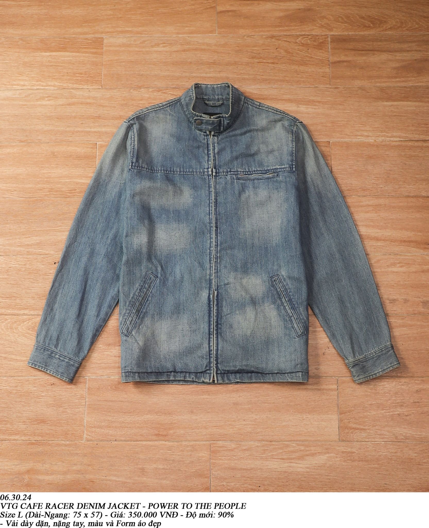 06.30.24 - VTG CAFE RACER DENIM JACKET - POWER TO THE PEOPLE