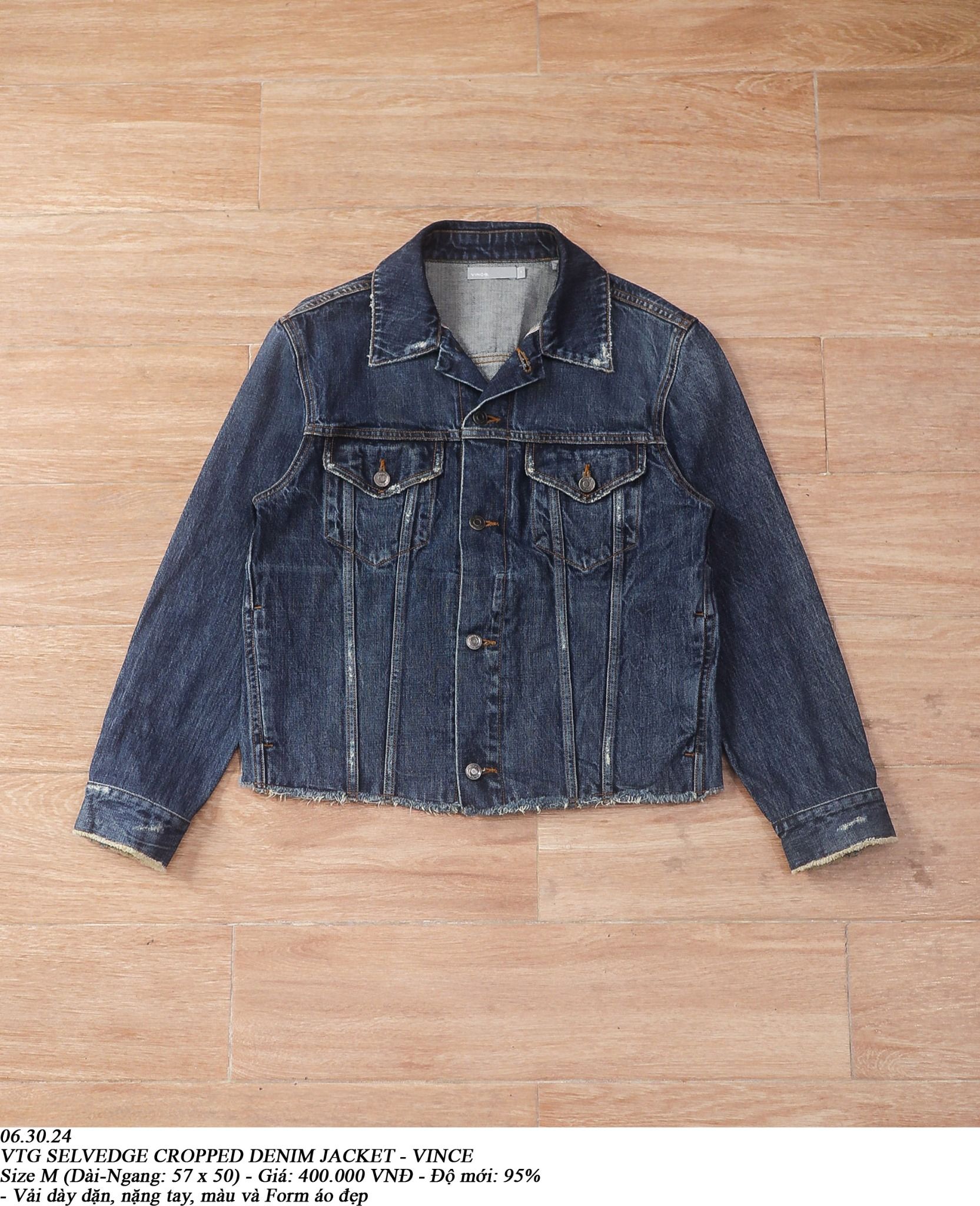 06.30.24 - VTG SELVEDGE CROPPED DENIM JACKET - VINCE