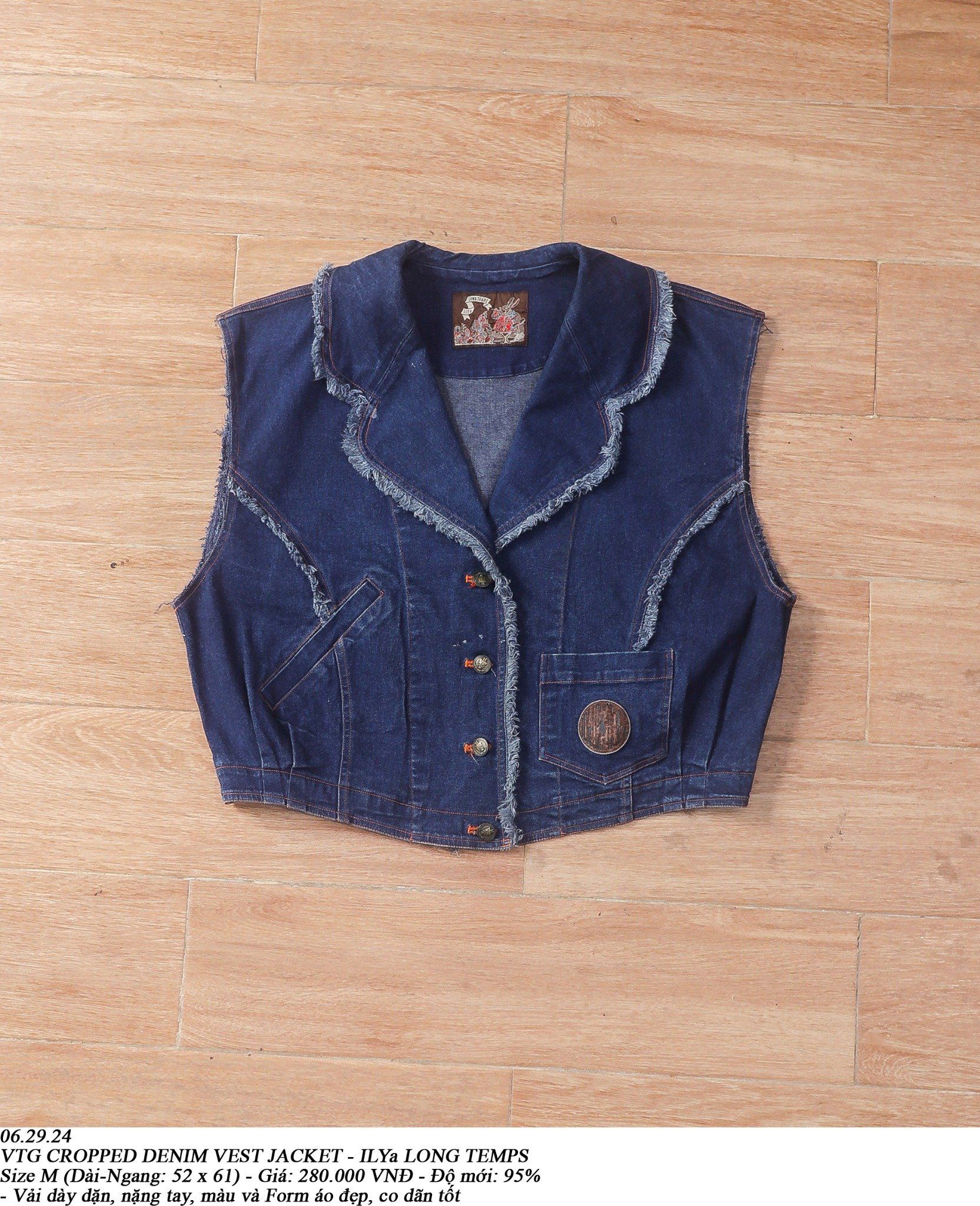06.29.24 - VTG CROPPED DENIM VEST JACKET - ILYa LONG TEMPS
