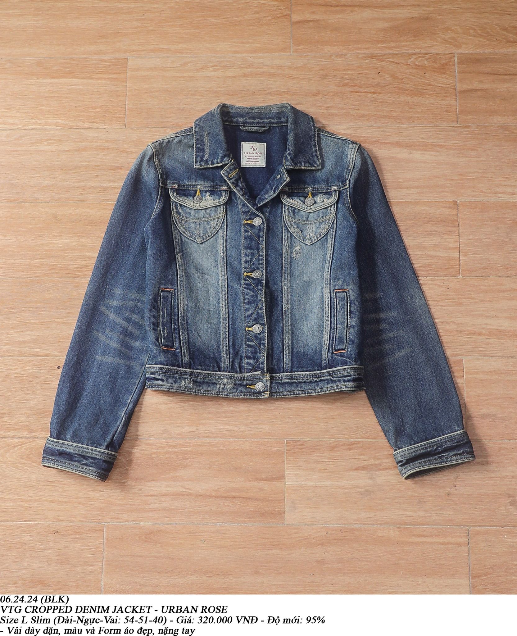 06.24.24 - VTG CROPPED DENIM JACKET - URBAN ROSE