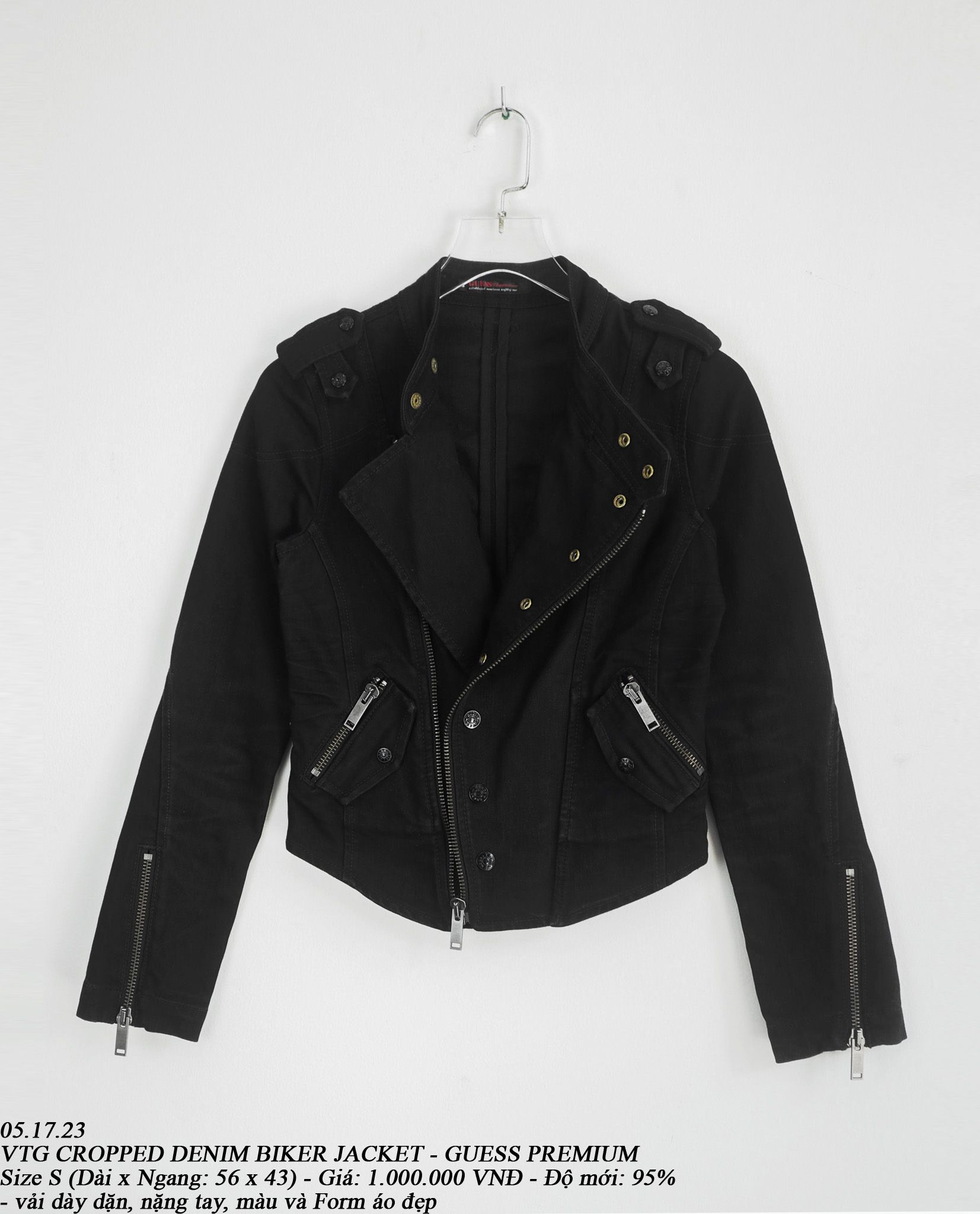 05.17.23 - VTG CROPPED DENIM BIKER JACKET - GUESS PREMIUM