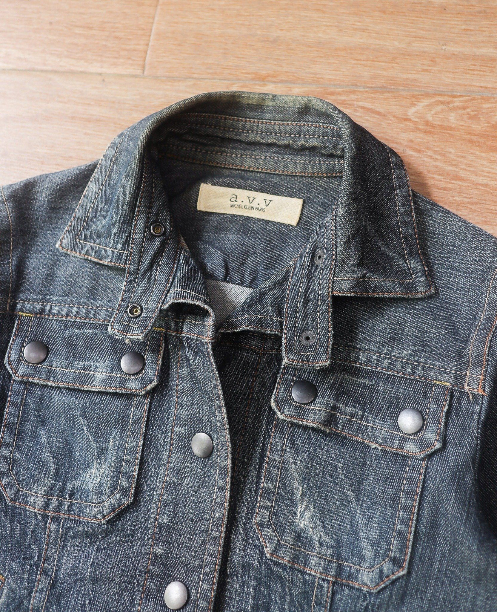 06.28.24 - VTG CROPPED PUNK DENIM JACKET - A.V.V by MICHEL KLEIN PARIS
