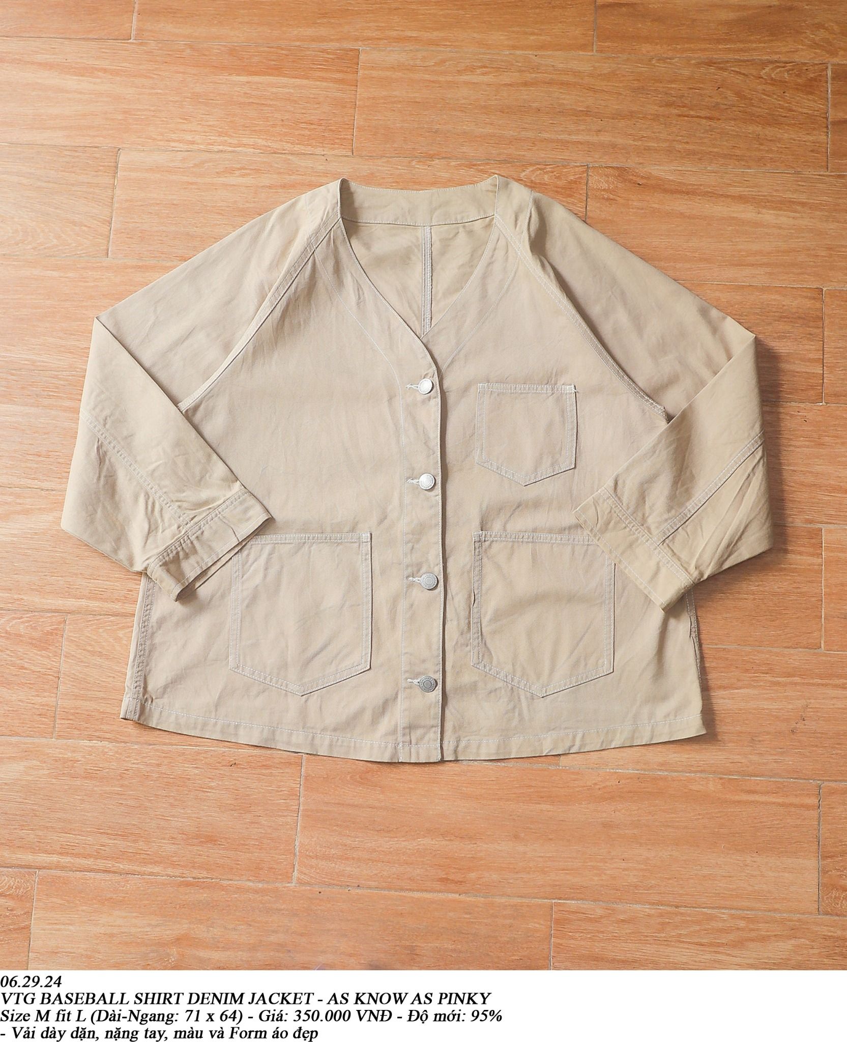 06.29.24 - VTG BASEBALL SHIRT DENIM JACKET - AS KNOW AS PINKY