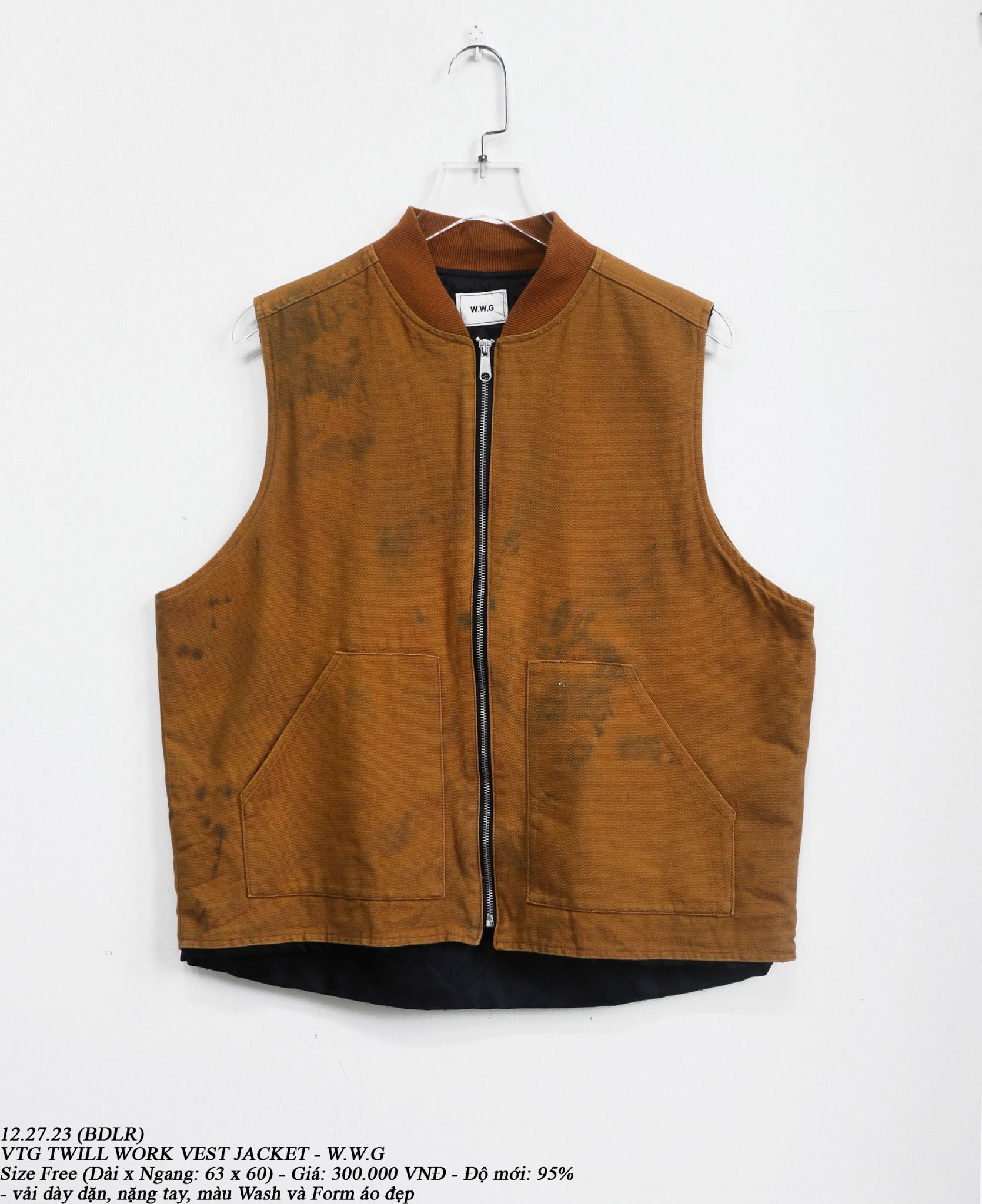 12.27.23 - VTG TWILL WORK VEST JACKET - W.W.G