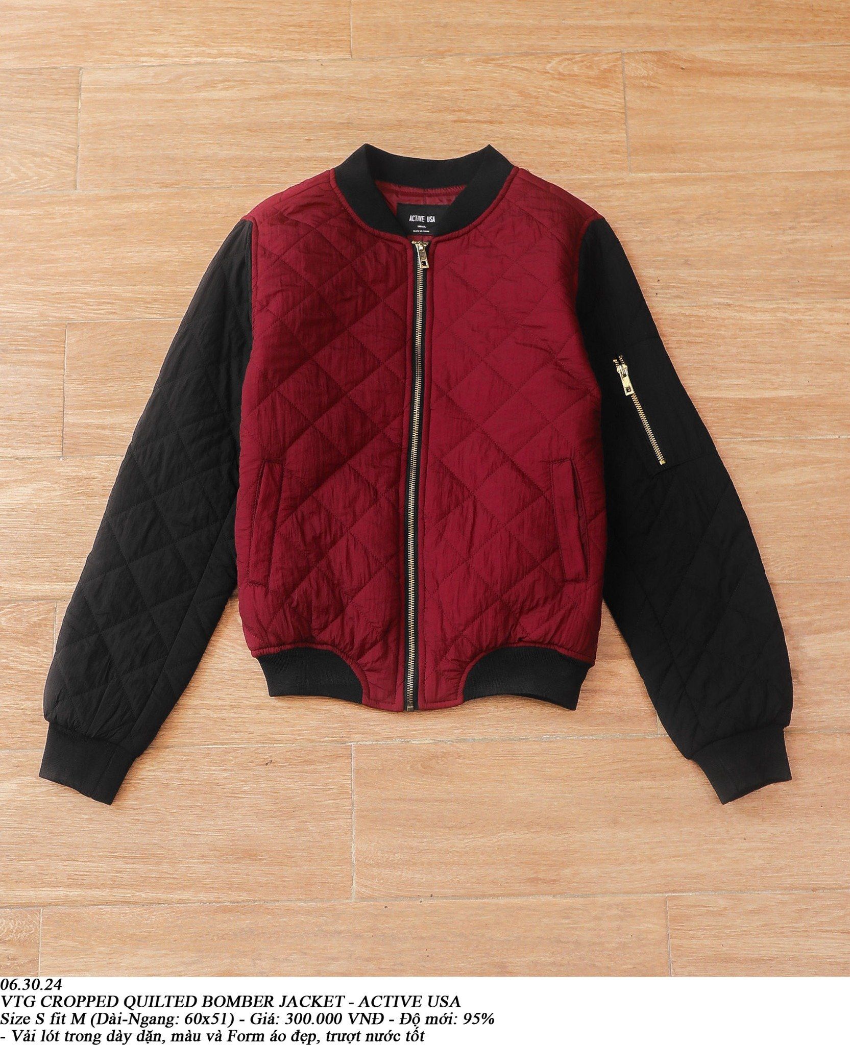 06.30.24 - VTG CROPPED QUILTED BOMBER JACKET - ACTIVE USA