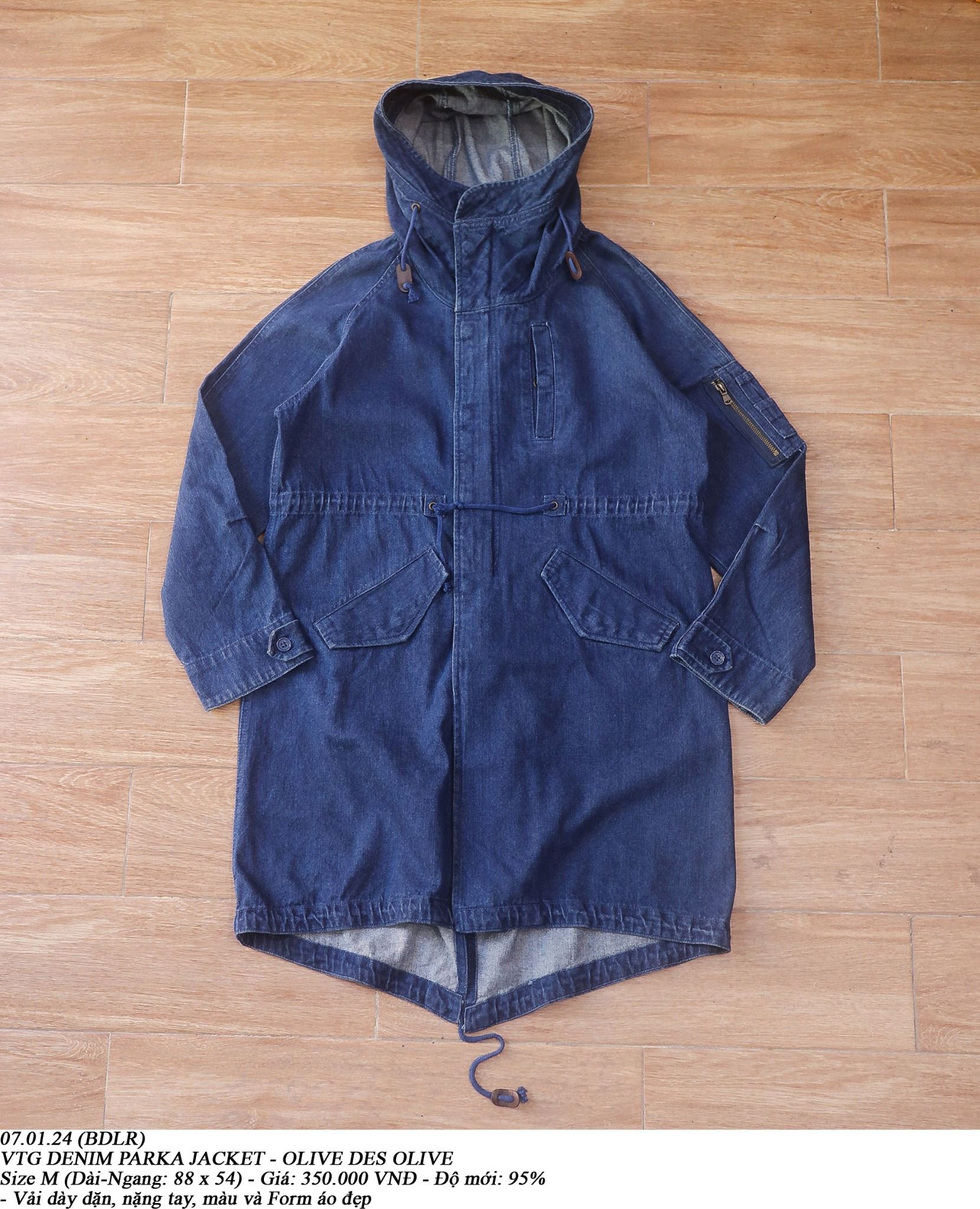 07.01.24 - VTG DENIM PARKA JACKET - OLIVE DES OLIVE