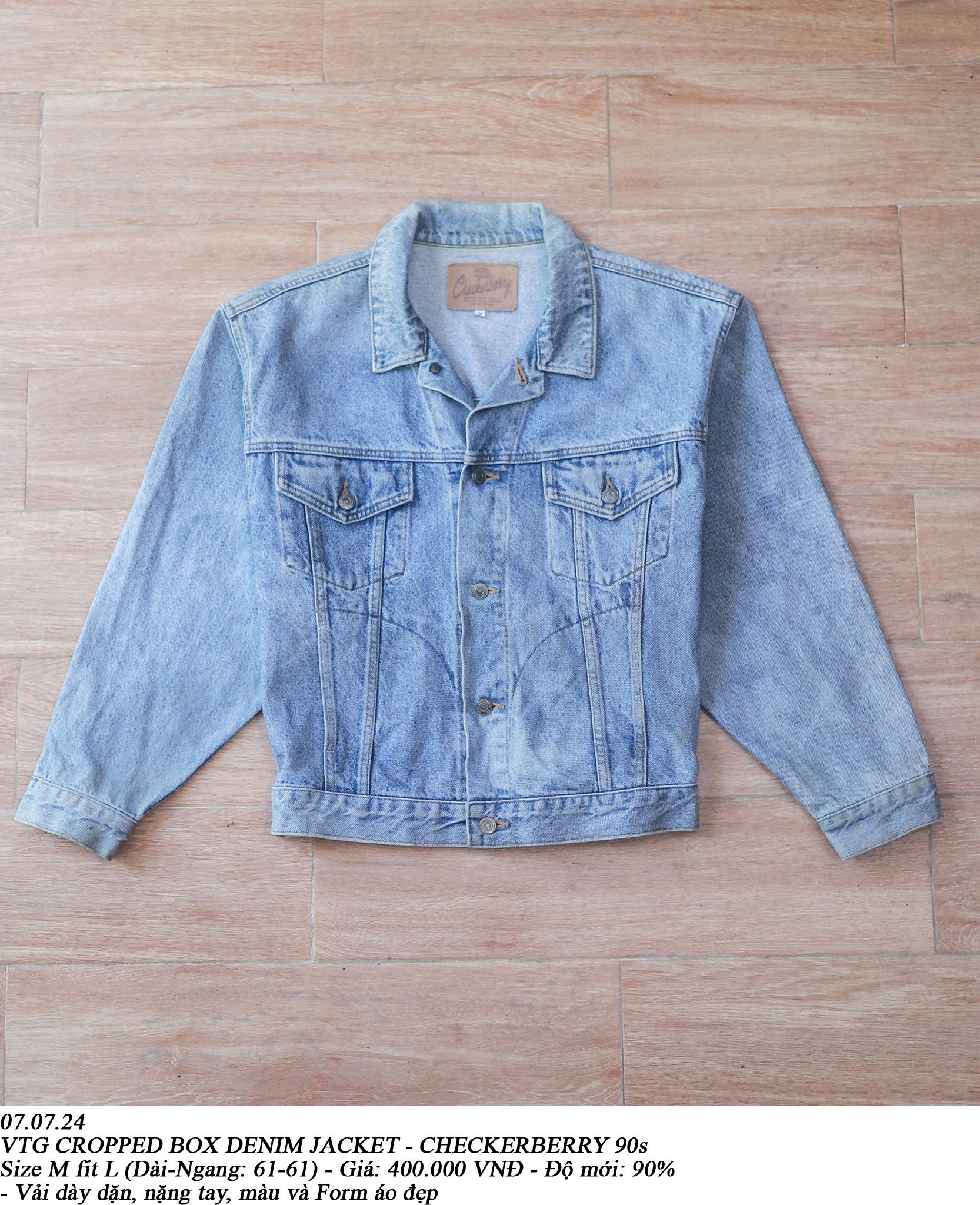 07.07.24 - VTG CROPPED BOXY DENIM JACKET - CHECKERBERRY 90s