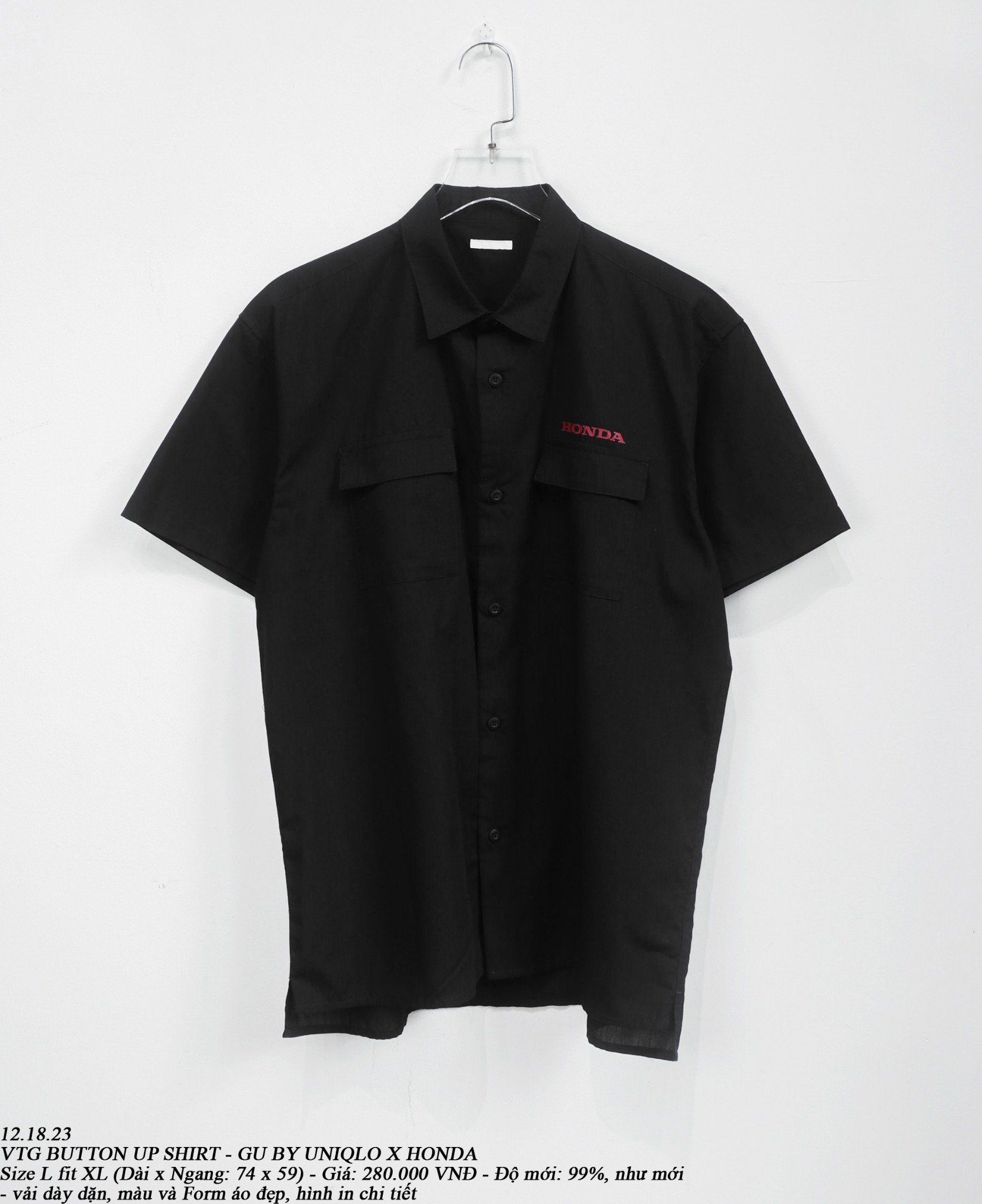 12.18.23 - VTG BUTTON UP SHIRT - GU bu UNIQLO x HONDA