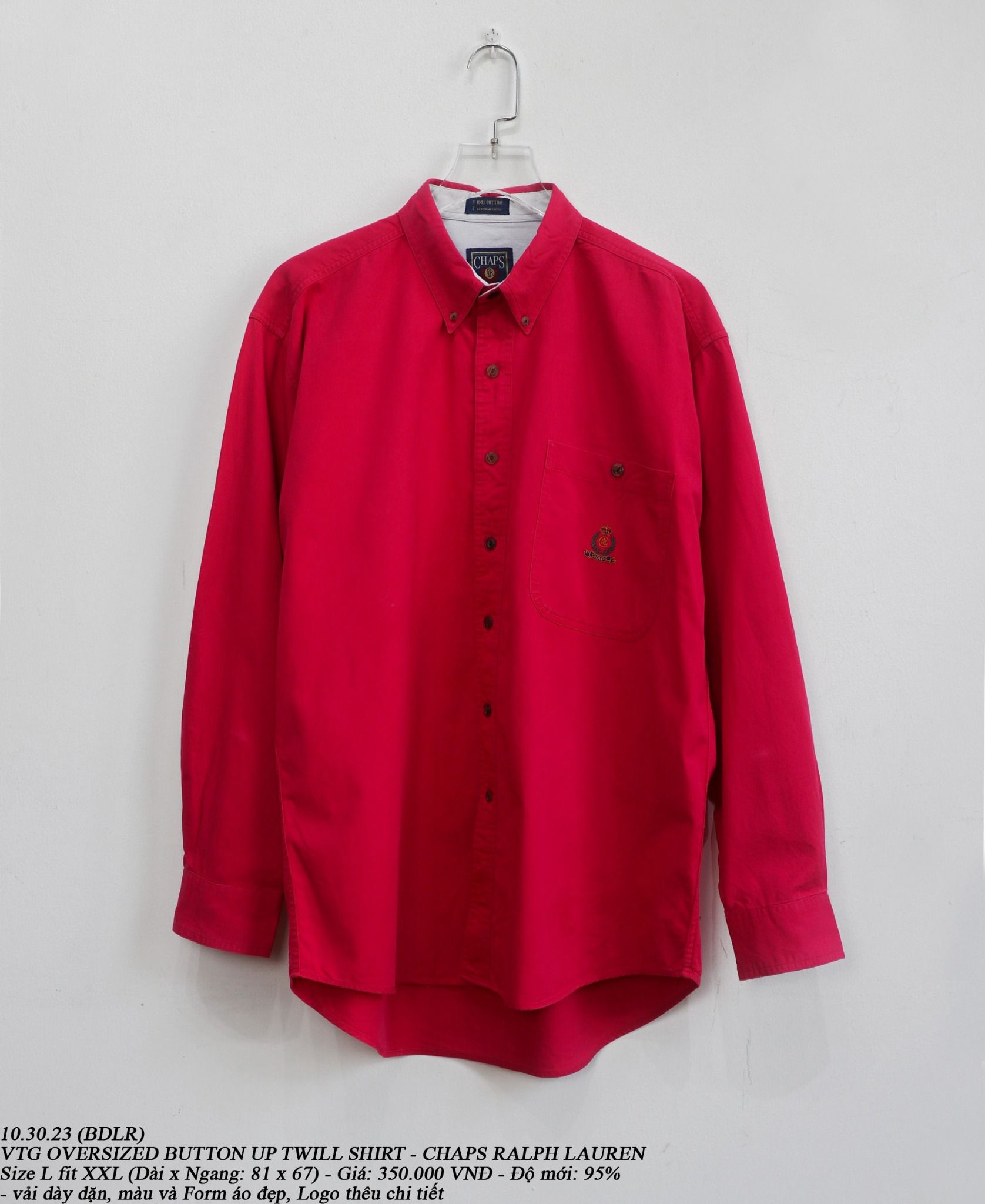 10.30.23 - VTG OVERSIZED BUTTON UP TWILL SHIRT - CHAPS RALPH LAUREN
