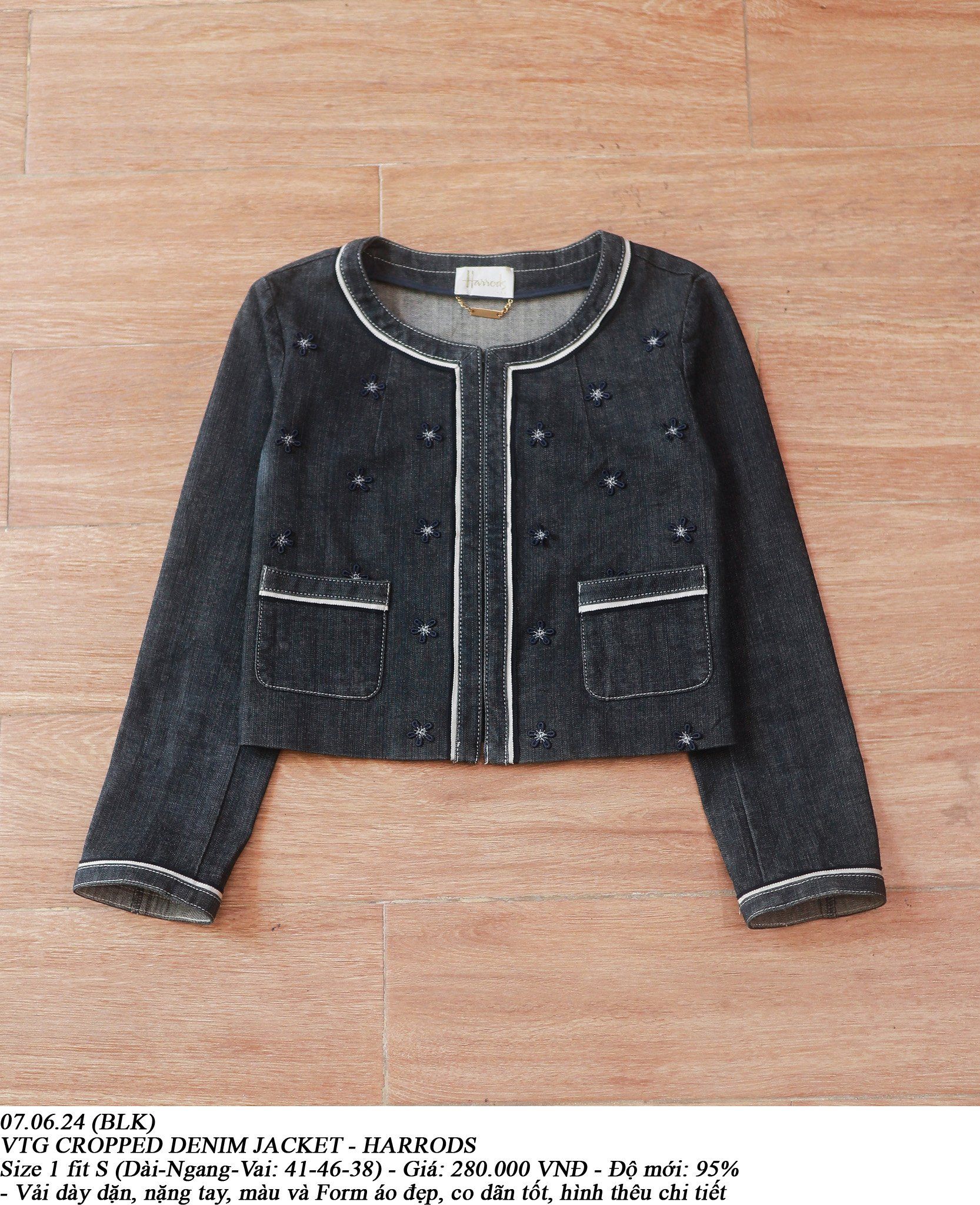 07.06.24 - VTG CROPPED DENIM JACKET - HARRODS