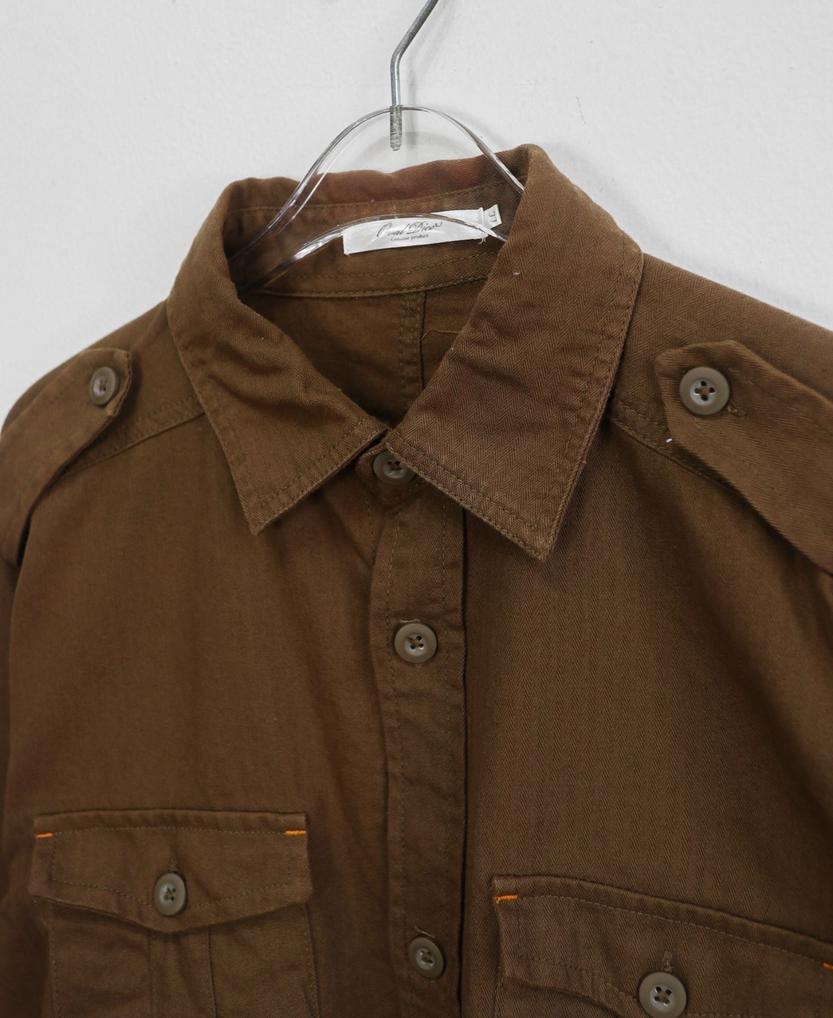 10.30.23 - VTG BUTTON UP TWILL MILITARY SHIRT - OVAL DICE