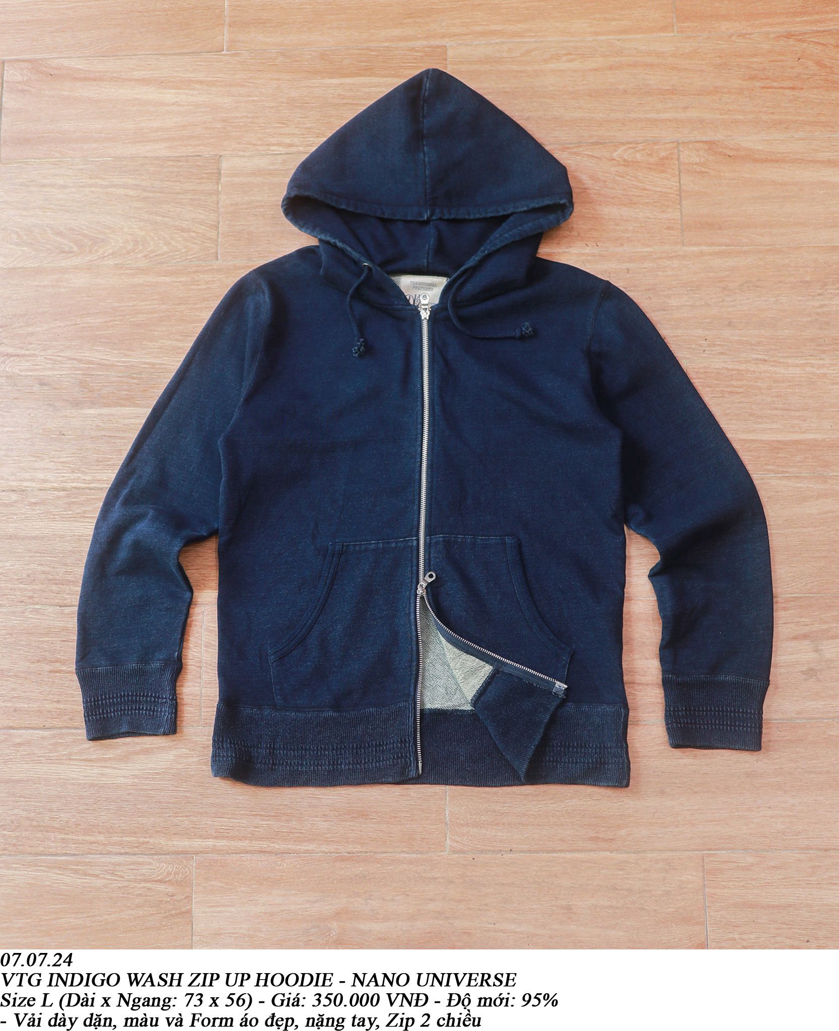 07.07.24 - VTG INDIGO WASH ZIP UP HOODIE - NANO UNIVERSE