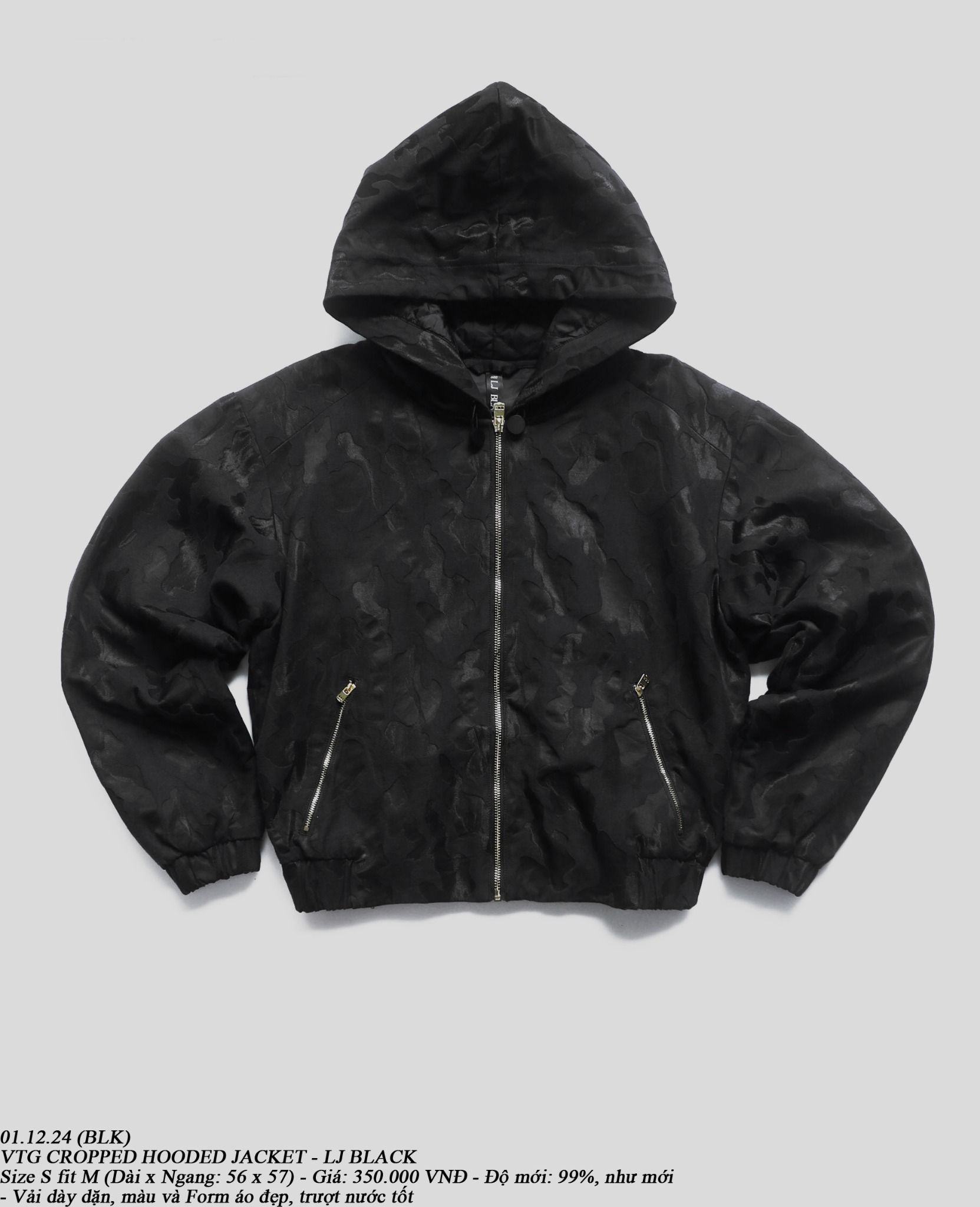 01.12.24 - VTG CROPPED HOODED JACKET - LJ BLACK