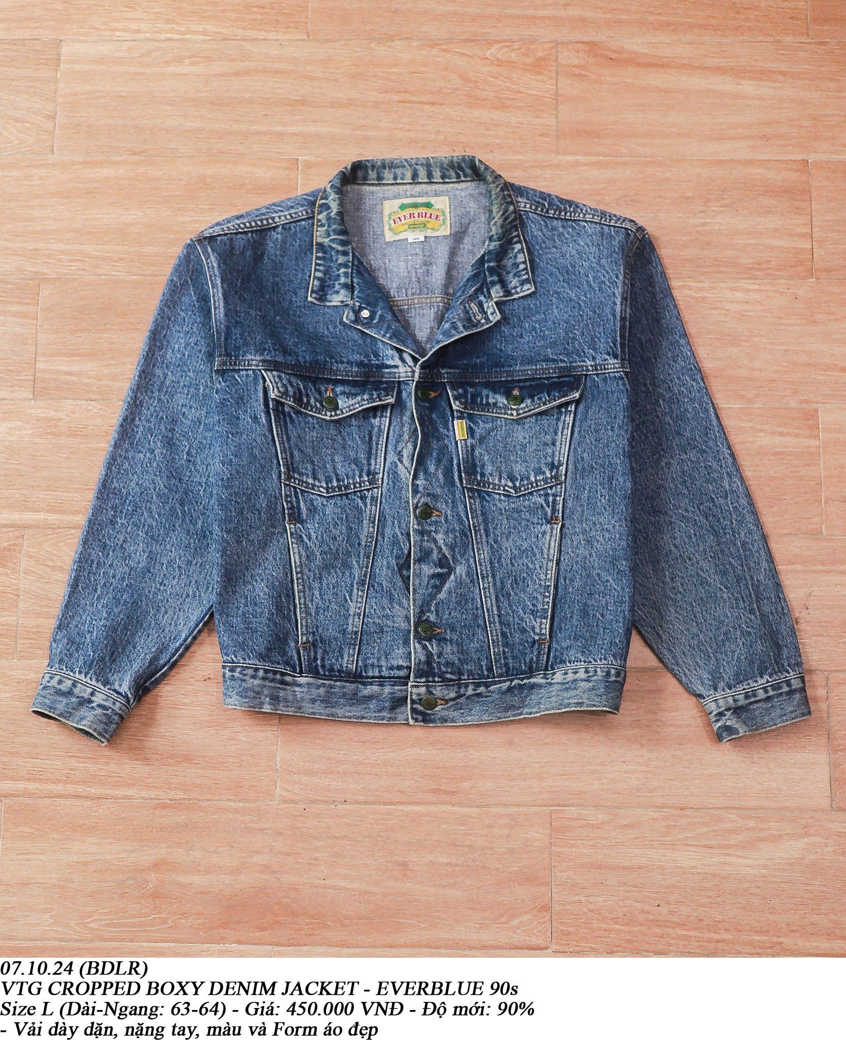 07.10.24 - VTG CROPPED BOXY DENIM JACKET - EVERBLUE 90s
