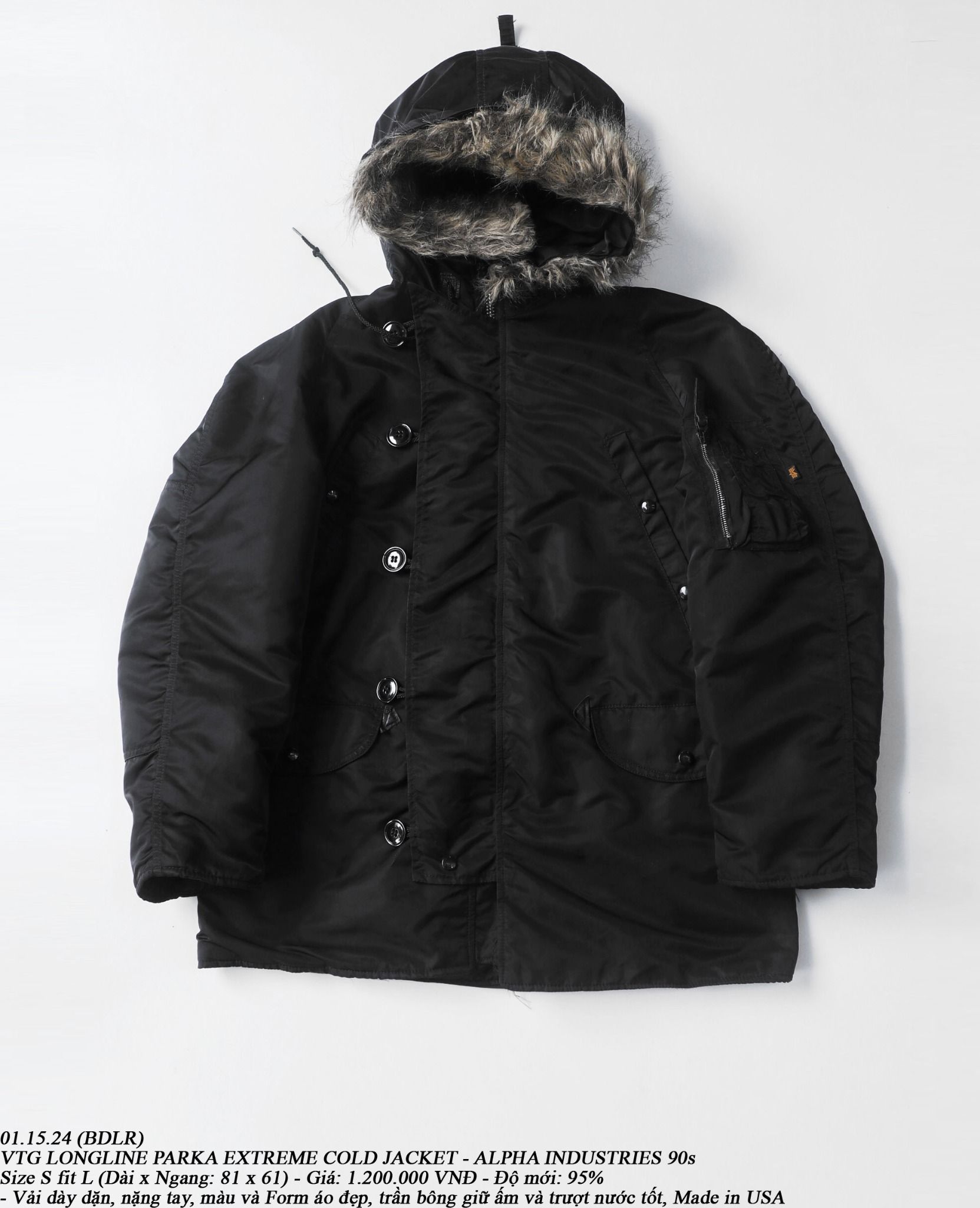 01.15.24 - VTG LONGLINE PARKA EXTREME COLD JACKET - ALPHA INDUSTRIES 90s