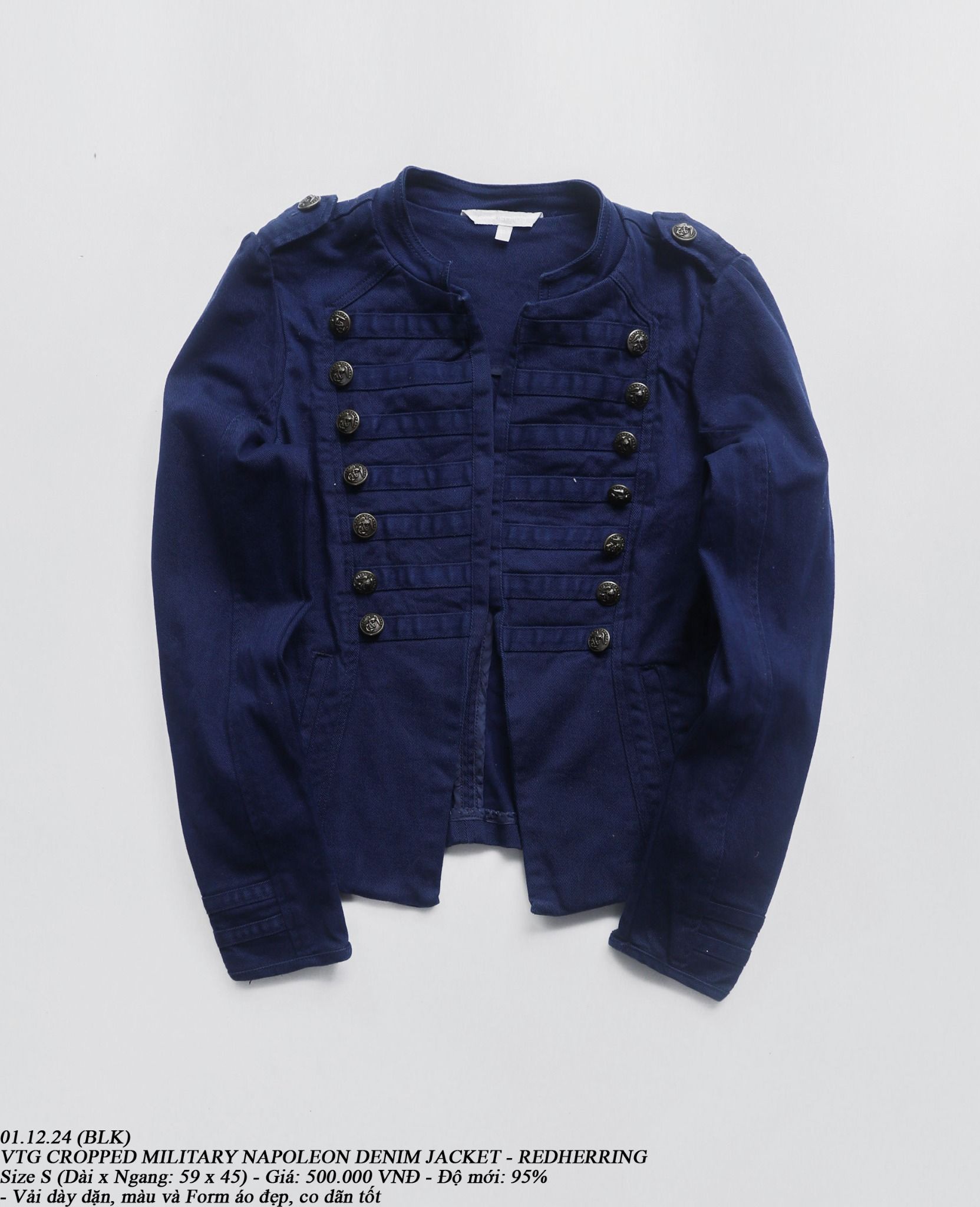 01.12.24 - VTG CROPPED NAPOLEON DENIM JACKET - REDHERRING