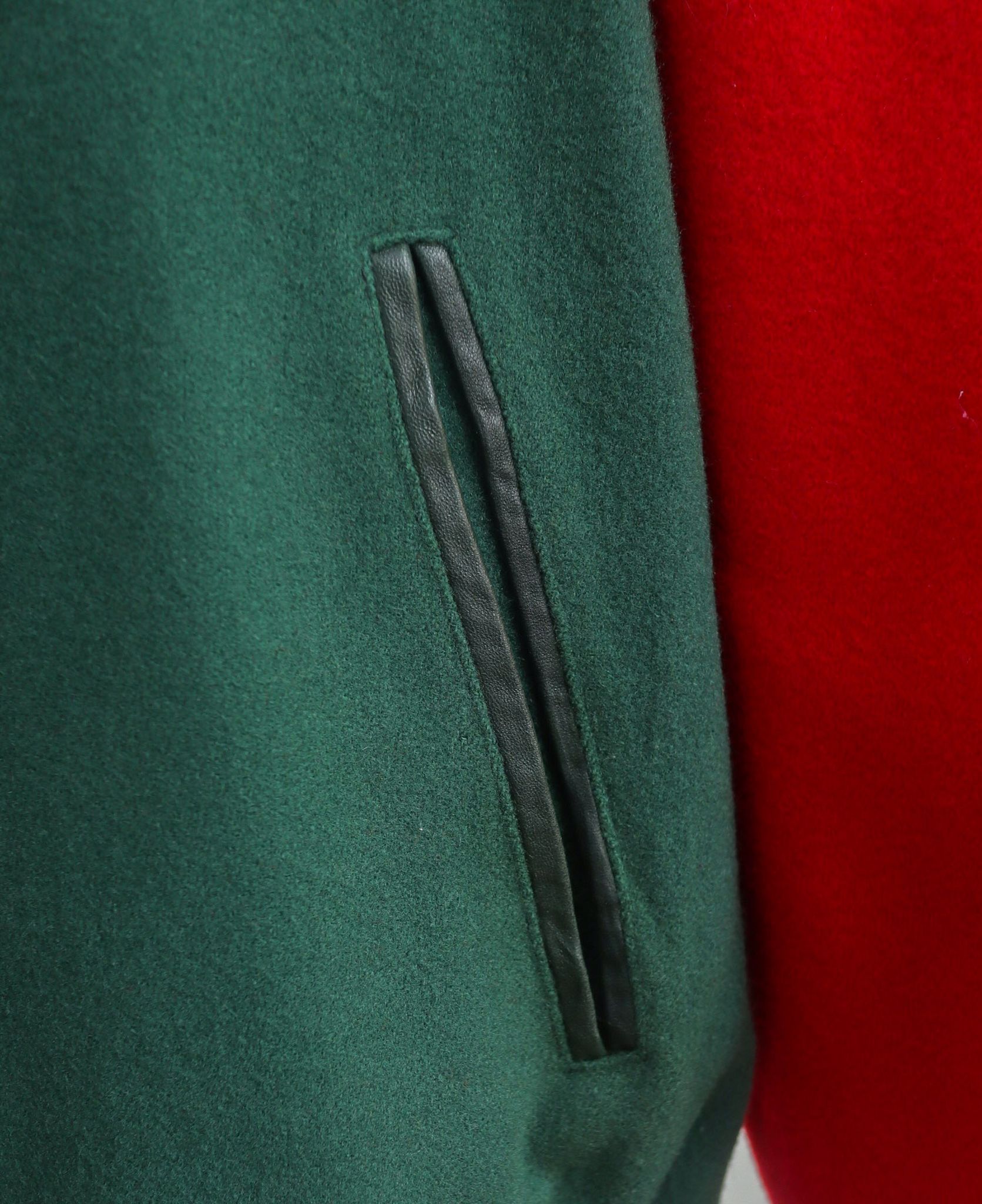 12.20.23 - VTG WOOL VARSITY JACKET - CASTROL RED WHITE GREEN COLLECTION