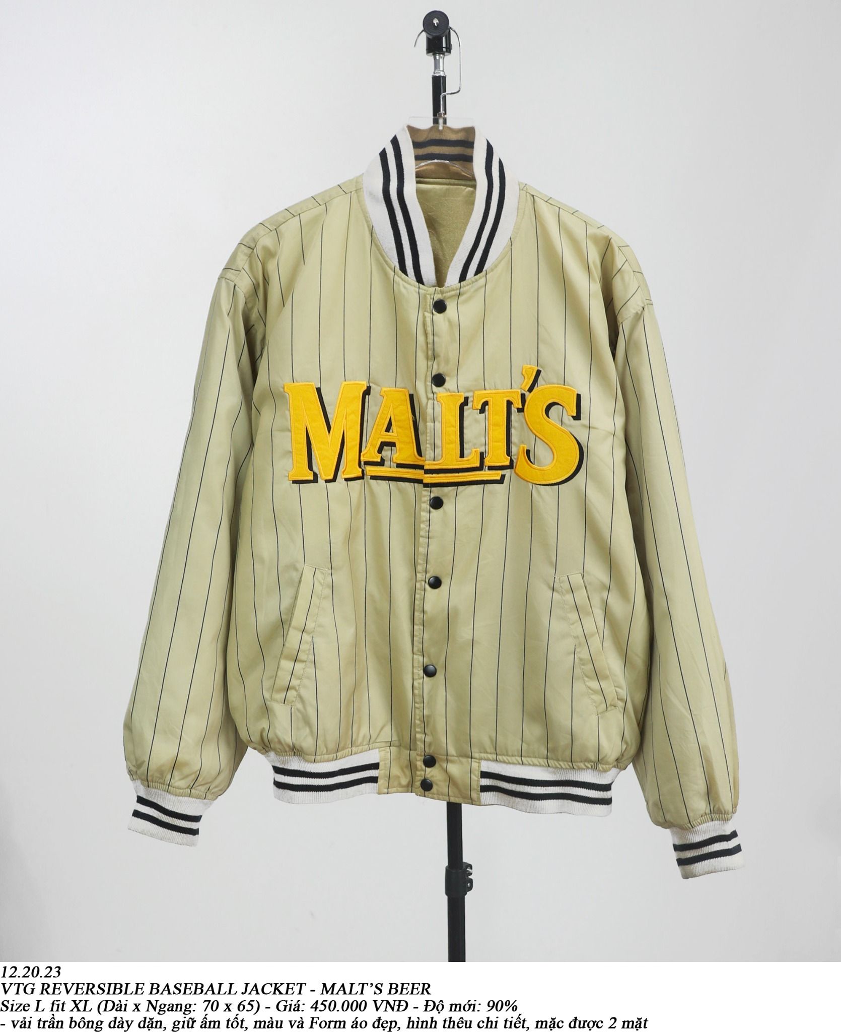 12.20.23 - VTG REVERSIBLE BASEBALL JACKET - MALT'S BEER