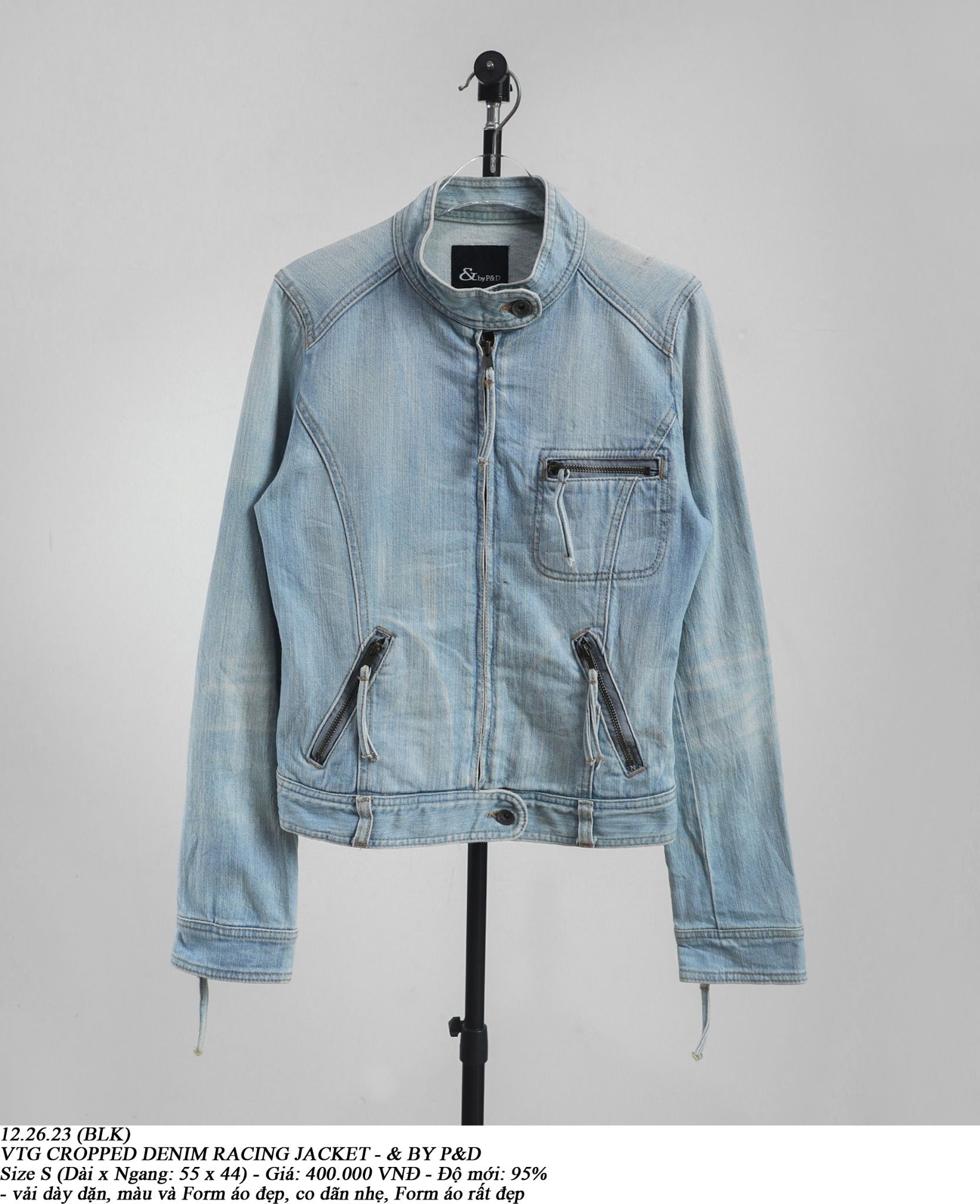 12.26.23 - VTG CROPPED DENIM RACING JACKET - & by P&D