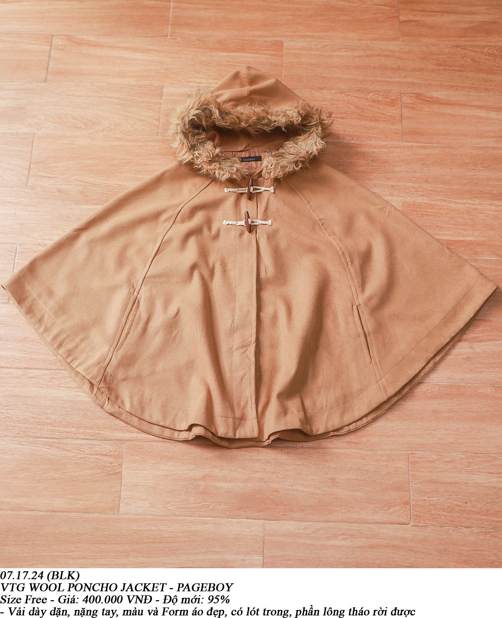 07.17.24 - VTG WOOL PONCHO JACKET - PAGEBOY