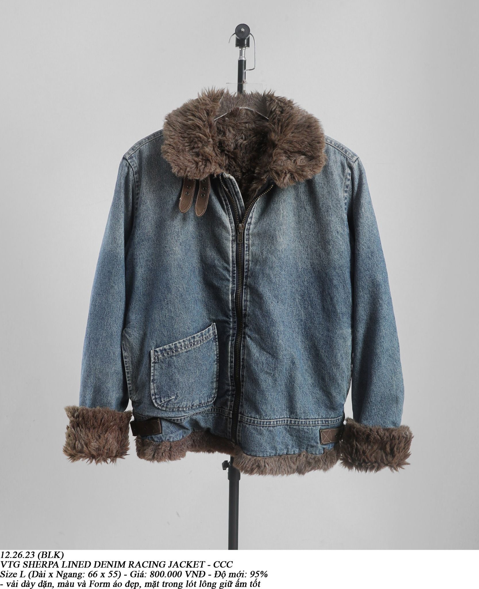12.26.23 - VTG SHERPA LINED RACING DENIM JACKET - CCC