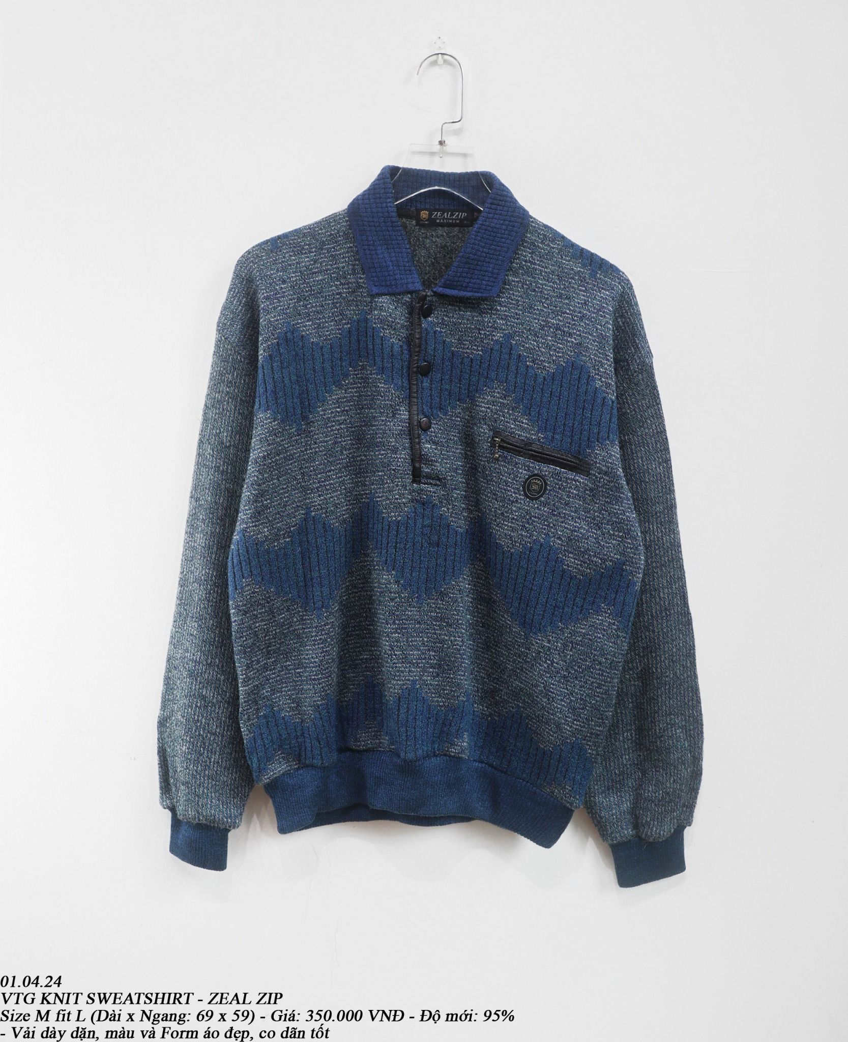 01.04.24 - VTG KNIT SWEATSHIRT - ZEAL ZIP