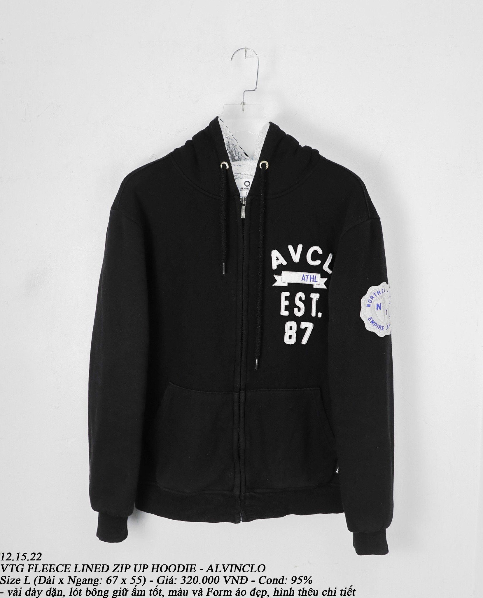 12.15.22 - VTG FLEECE LINED ZIP UP HOODIE - ALVINCLO