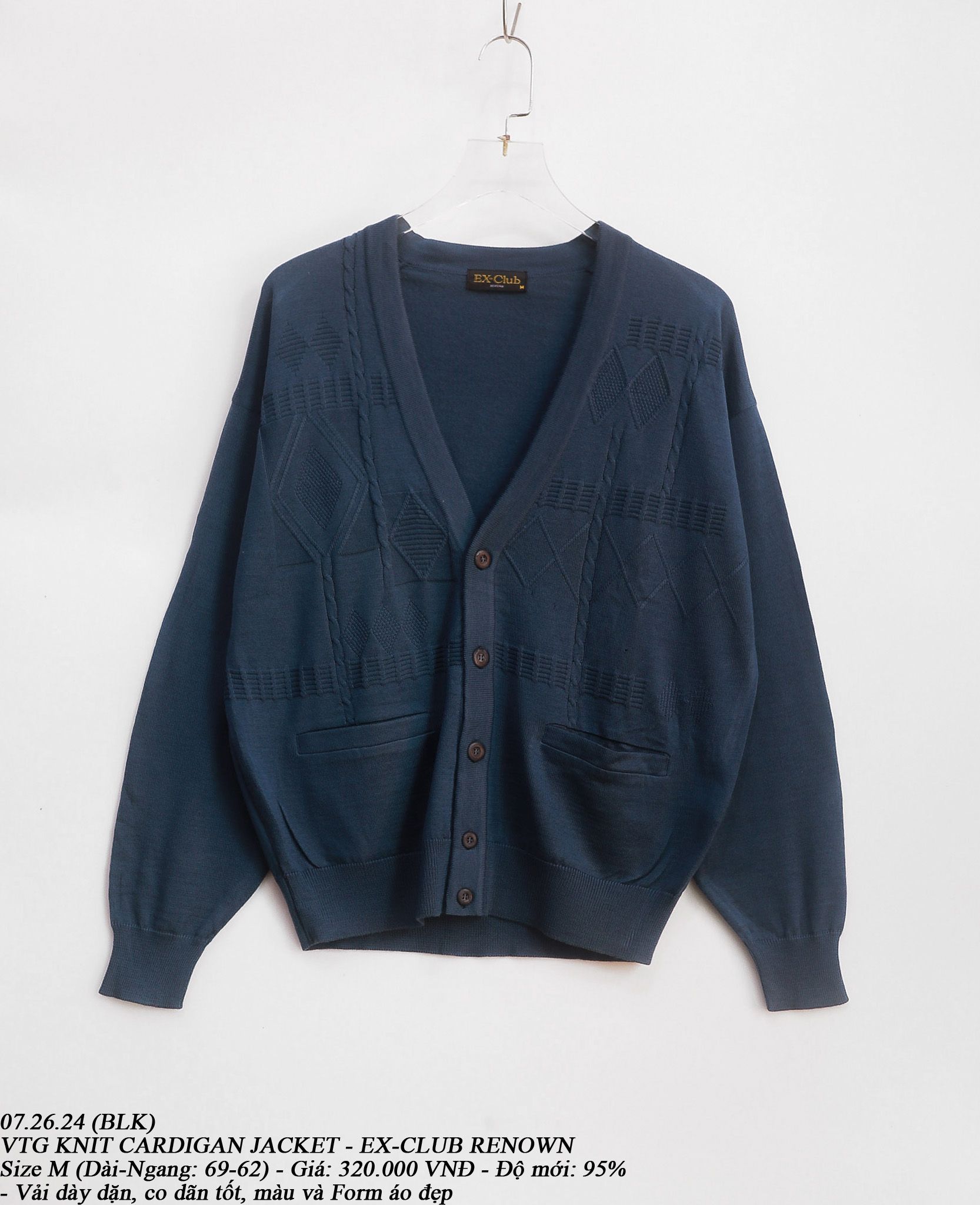 07.26.24 - VTG KNIT CARDIGAN JACKET - EX-CLUB RENOWN