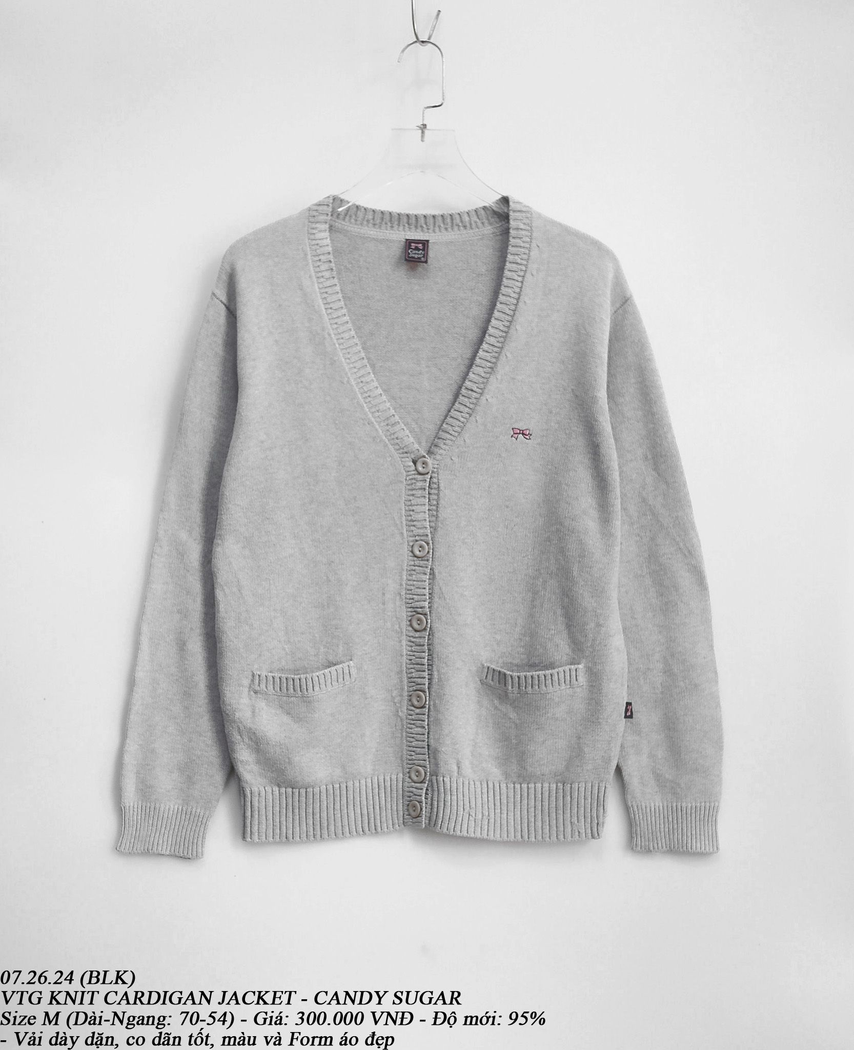 07.26.24 - VTG KNIT CARDIGAN JACKET - CANDY SUGAR