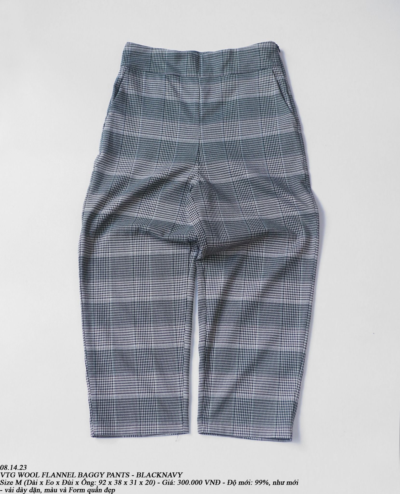 08.14.23 - VTG WOOL FLANNEL BAGGY PANTS - BLACKNAVY