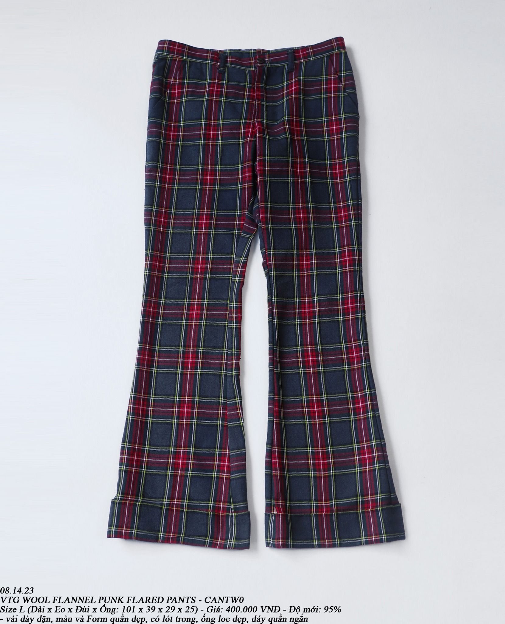 08.14.23 - VTG WOOL FLANNEL PUNK FLARED PANTS - CANTWO