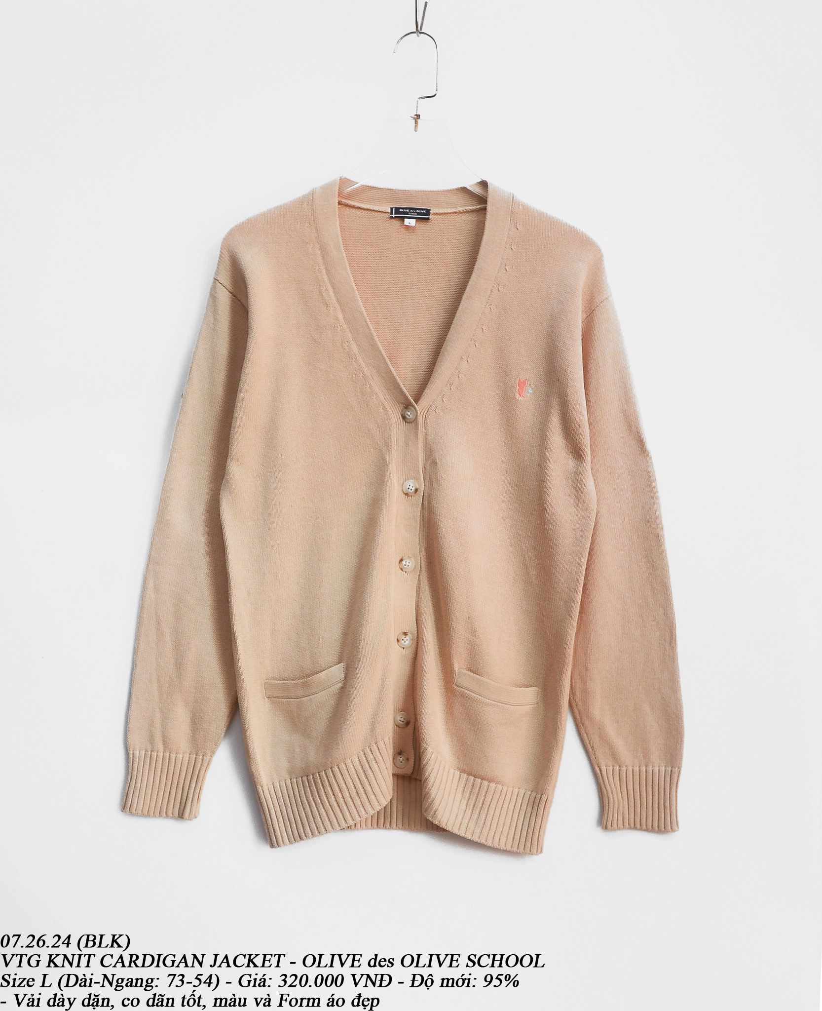 07.26.24 - VTG KNIT CARDIGAN JACKET - OLIVE des OLIVE SCHOOL