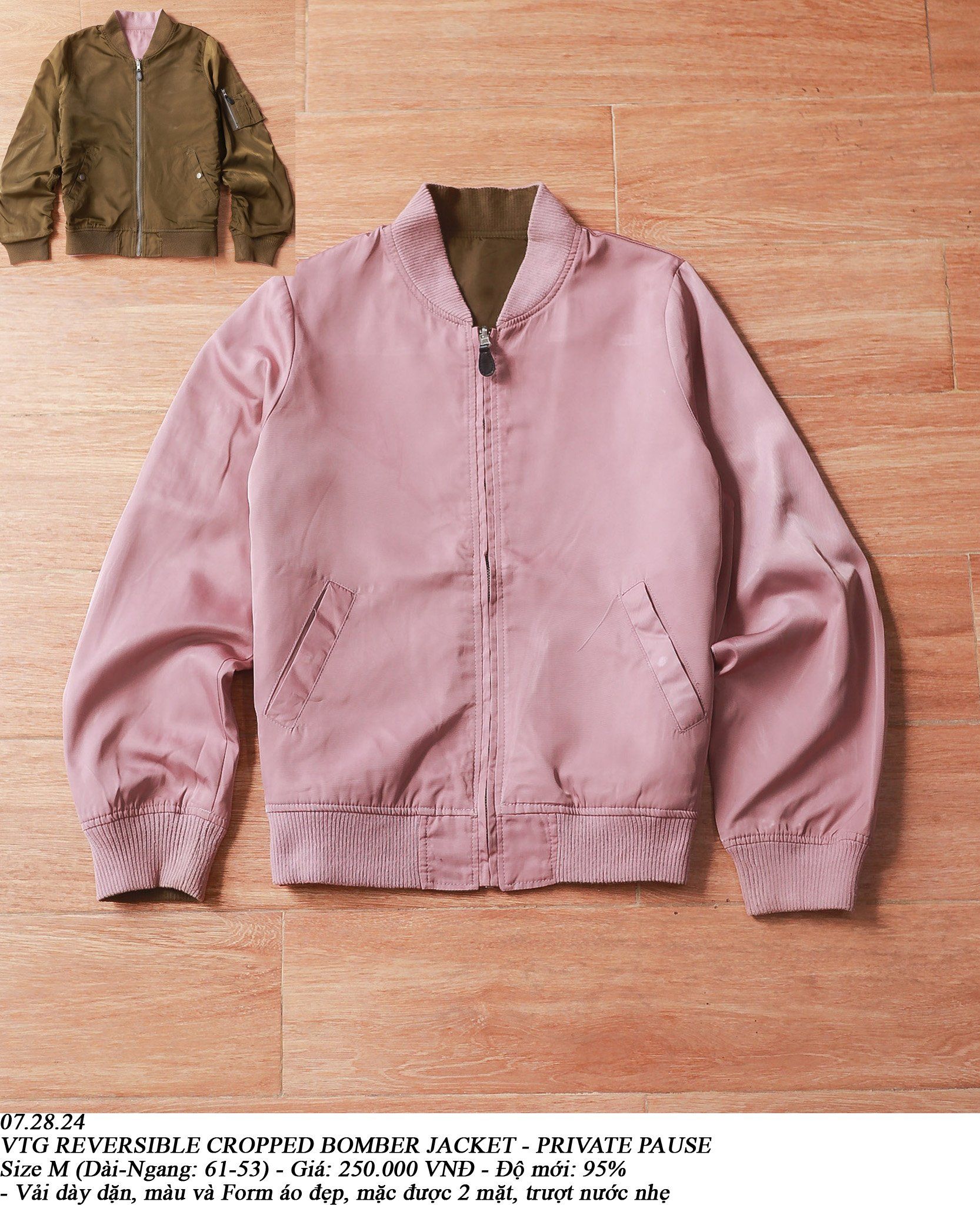 07.28.24 - VTG REVERSIBLE CROPPED BOMBER JACKET - PRIVATE PAUSE