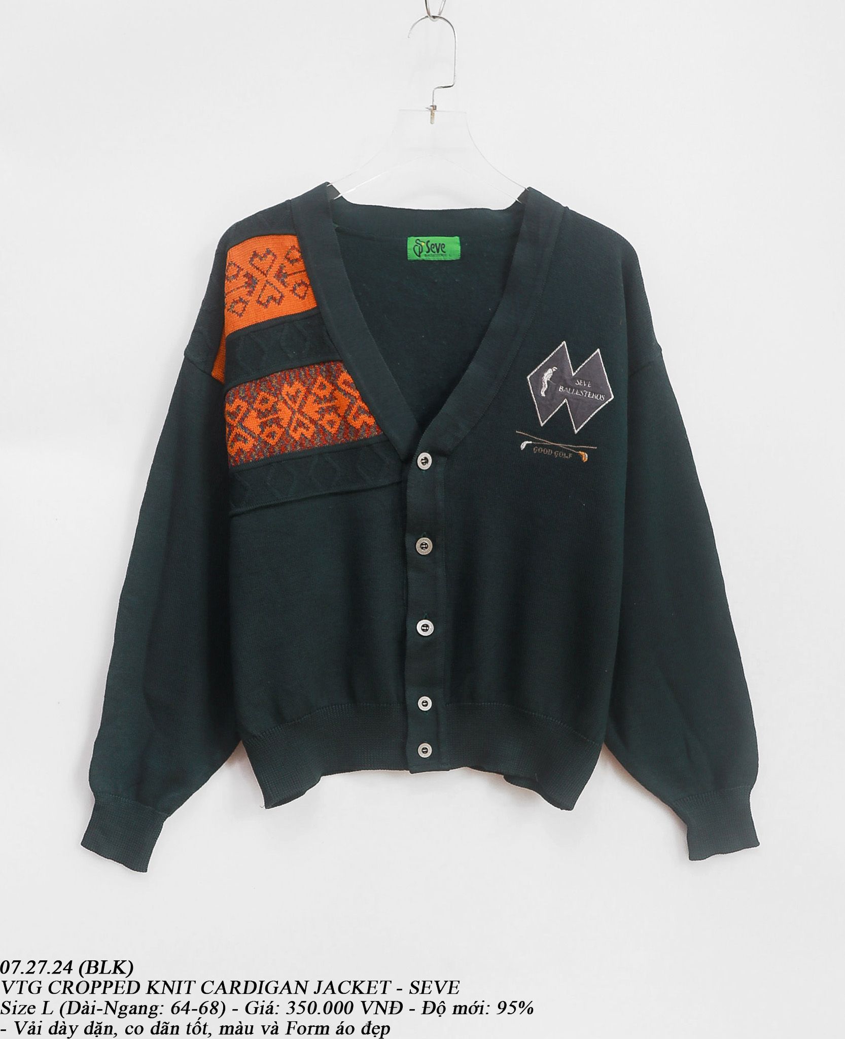 07.27.24 - VTG CROPPED KNIT CARDIGAN JACKET - SEVE