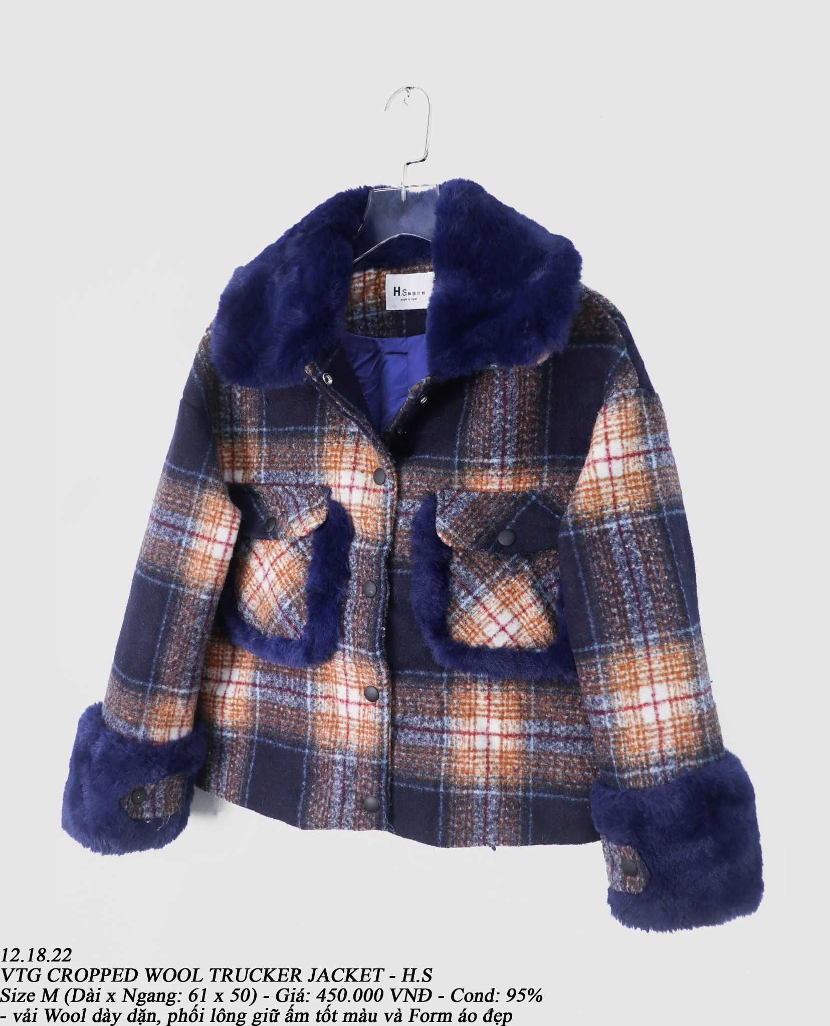 12.18.22 - VTG CROPPED WOOL TRUCKER JACKET - H.S