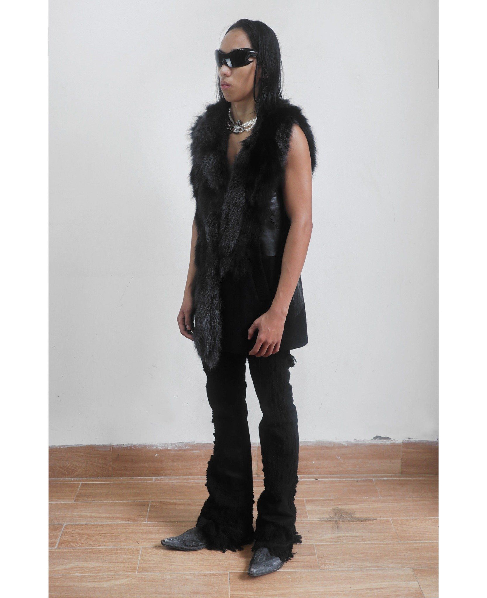 01.03.24 - VTG SLEEVELESS FUR WOOL COAT JACKET - TANKUS
