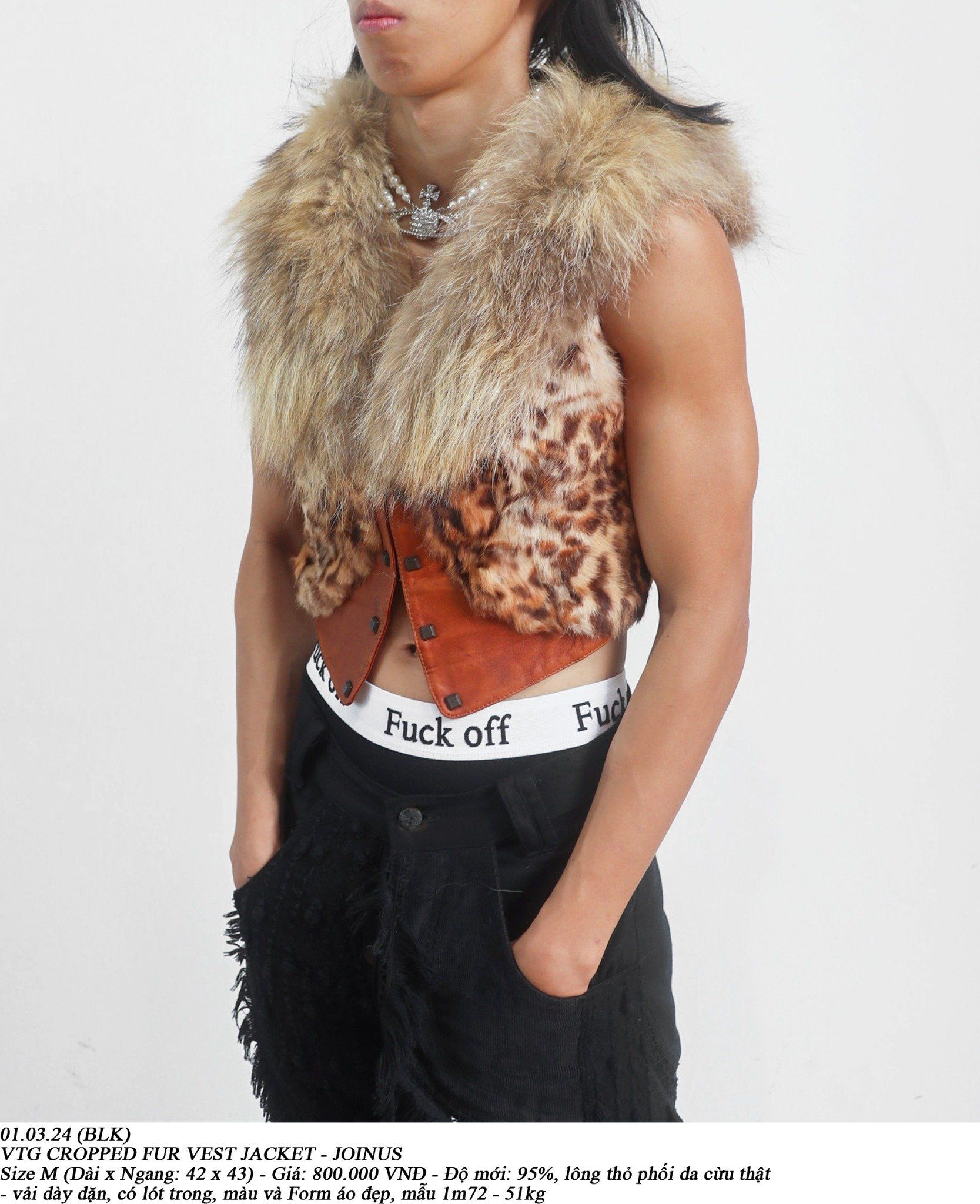 01.03.24 - VTG CROPPED FUR VEST JACKET - JOINUS