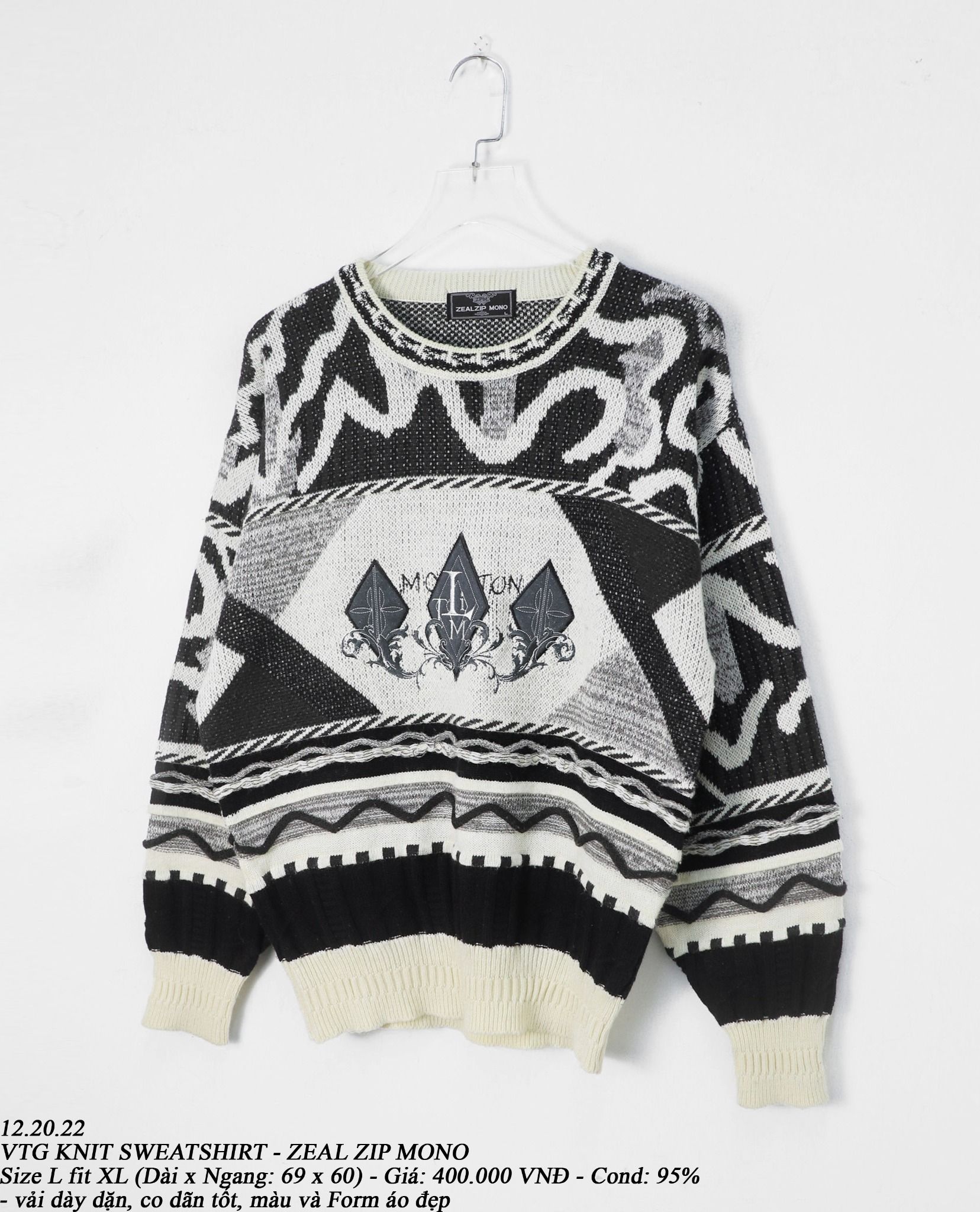 12.20.22 - VTG KNIT SWEATSHIRT - ZEAL ZIP MONO