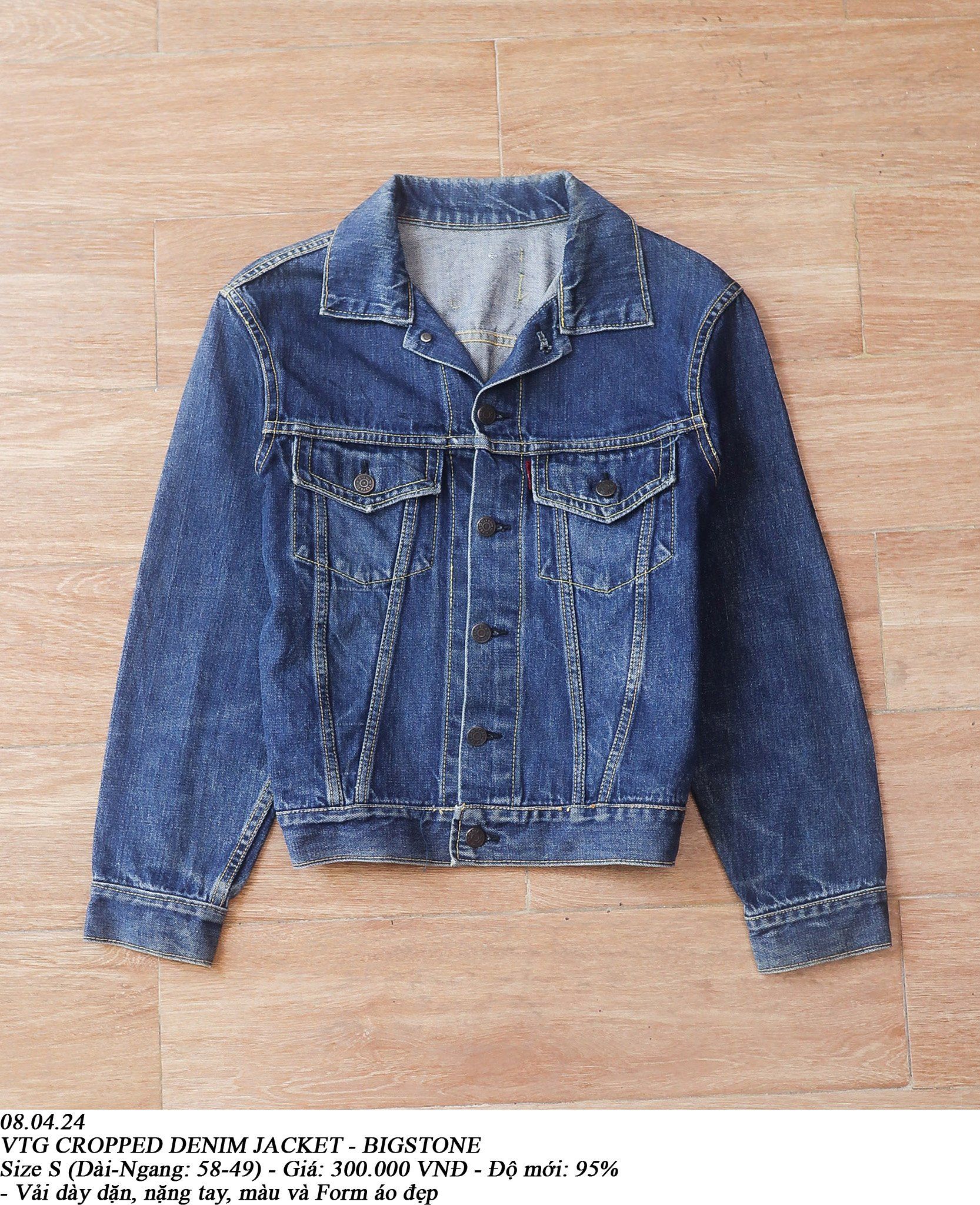 08.04.24 - VTG CROPPED DENIM JACKET - BIGSTONE