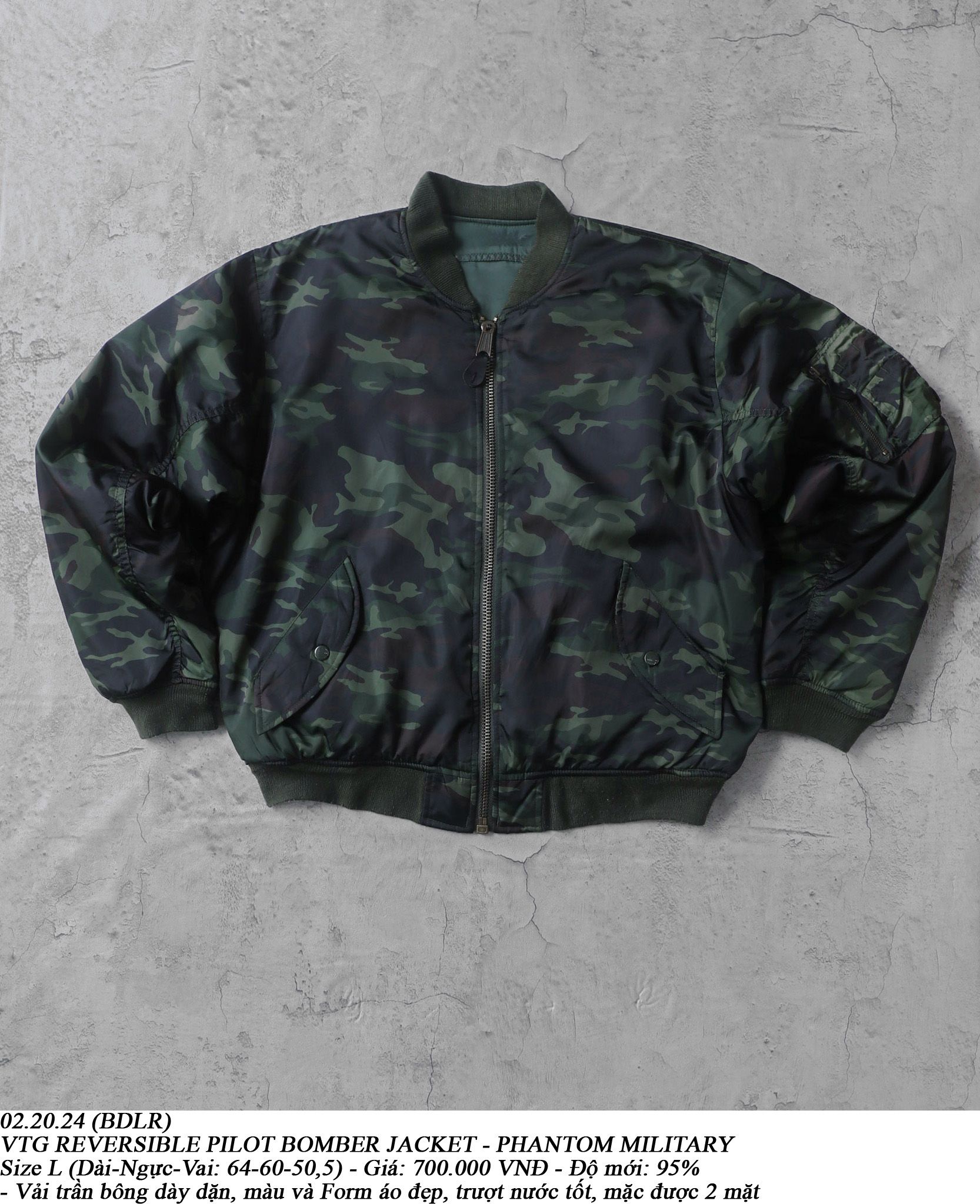 02.20.24 - VTG REVERSIBLE PILOT BOMBER JACKET - PHANTOM MILITARY