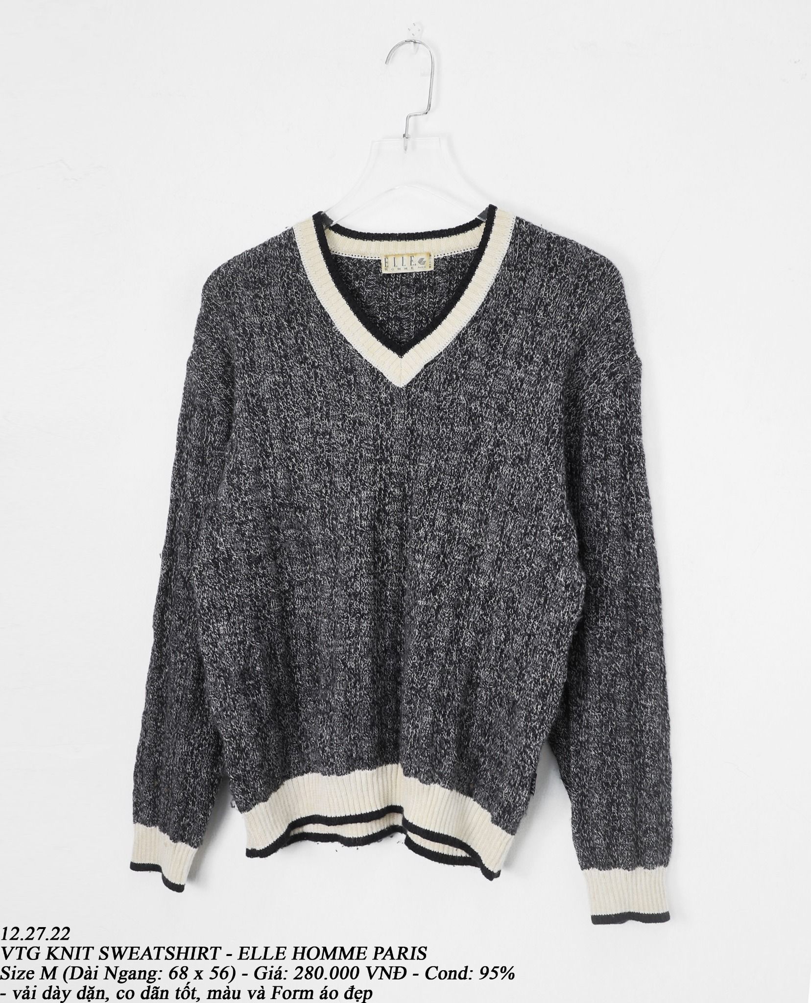 12.27.22 - VTG KNIT SWEATSHIRT - ELLE HOMME PARIS