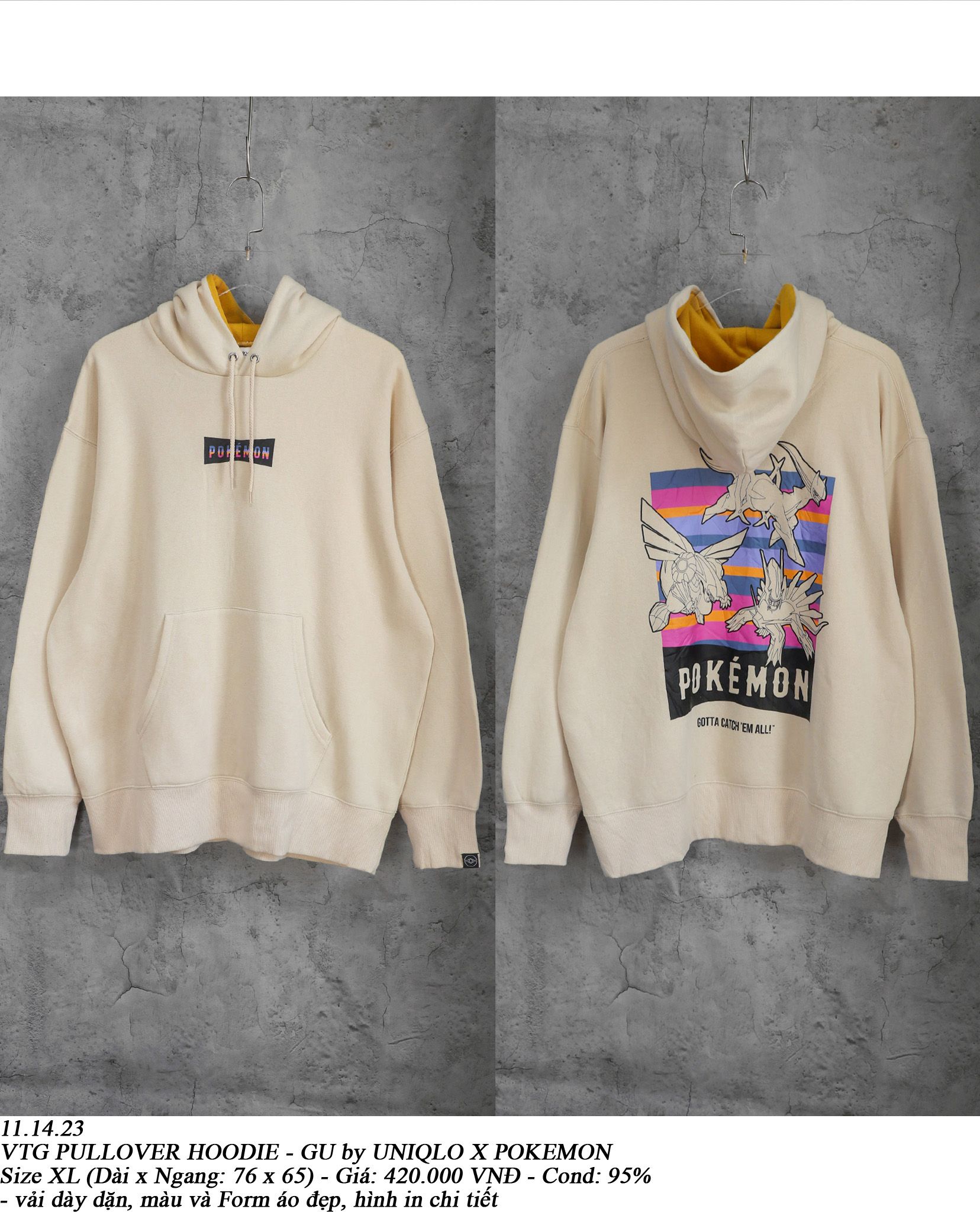 11.14.23 - VTG PULLOVER HOODIE - GU by UNIQLO X POKEMON