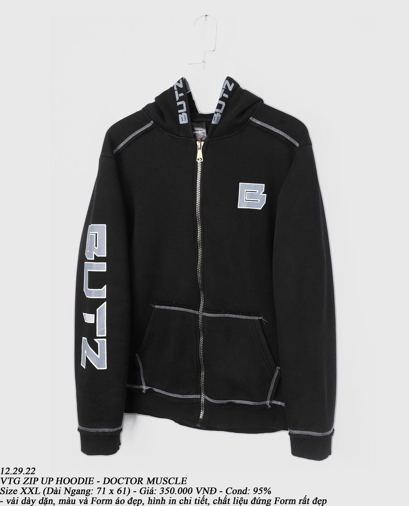 12.29.22 - VTG ZIP UP HOODIE - DOCTOR MUSCLE