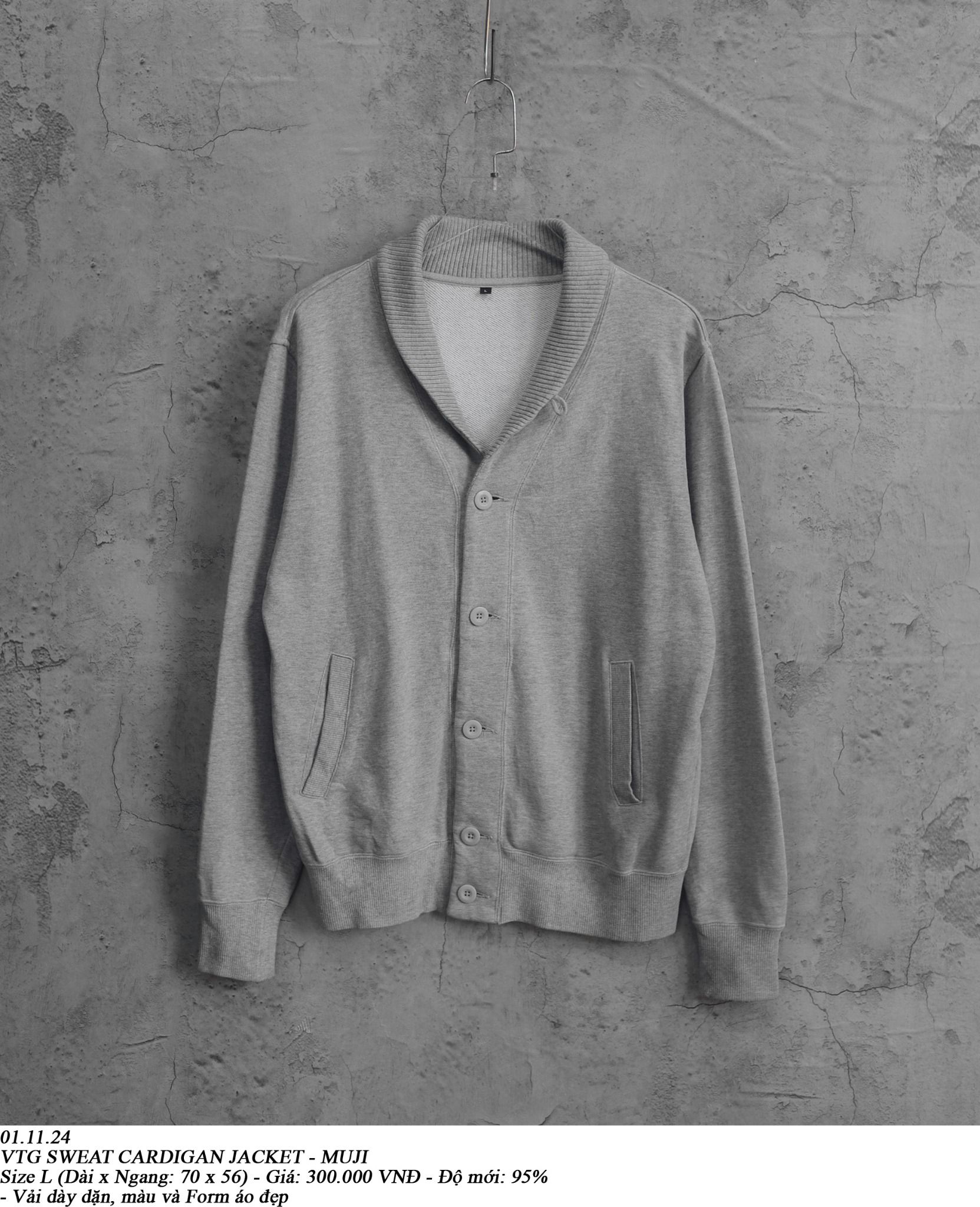 01.11.24 - VTG SWEAT CARDIGAN JACKET - MUJI