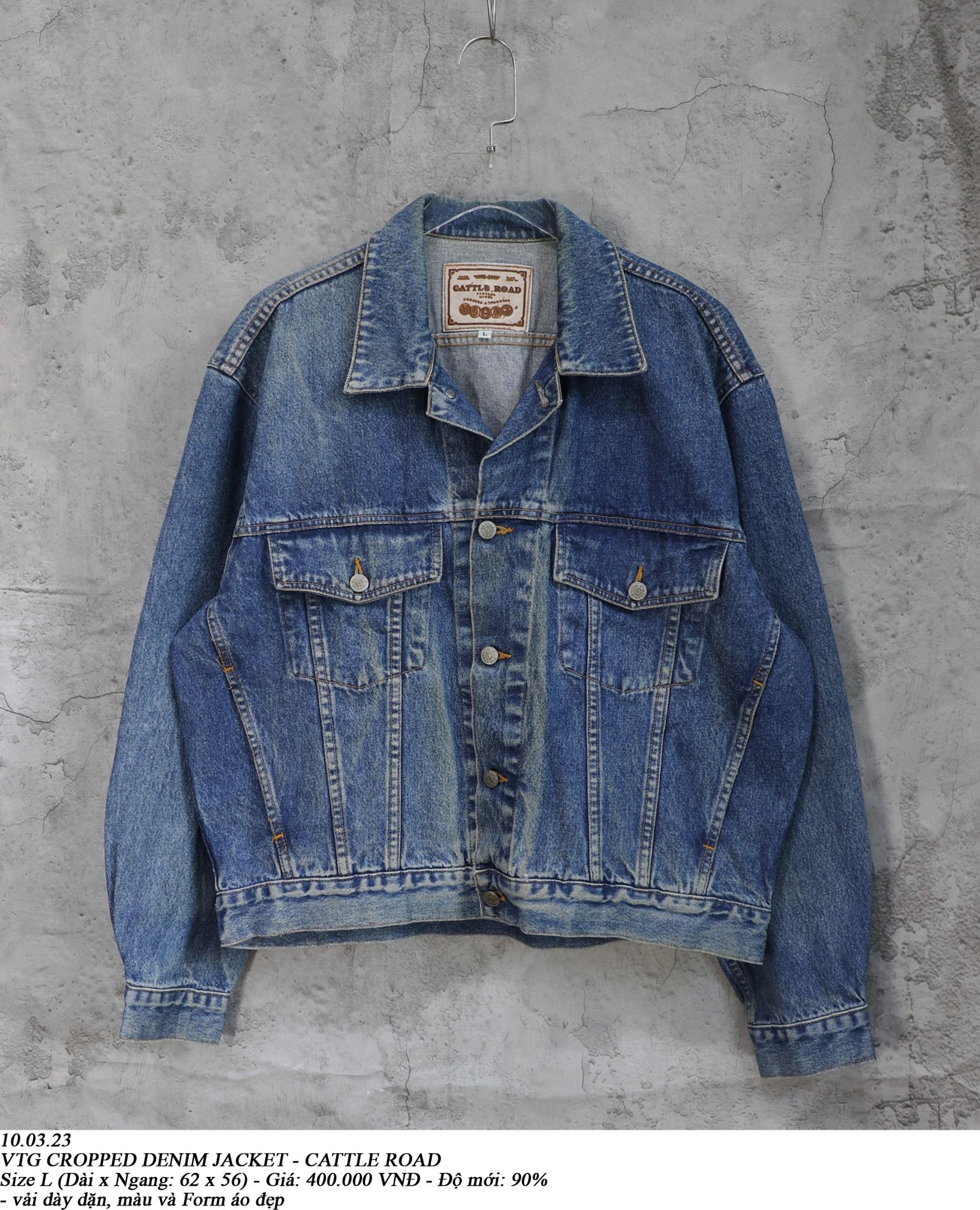10.03.23 - VTG CROPPED DENIM JACKET - CATTLE ROAD