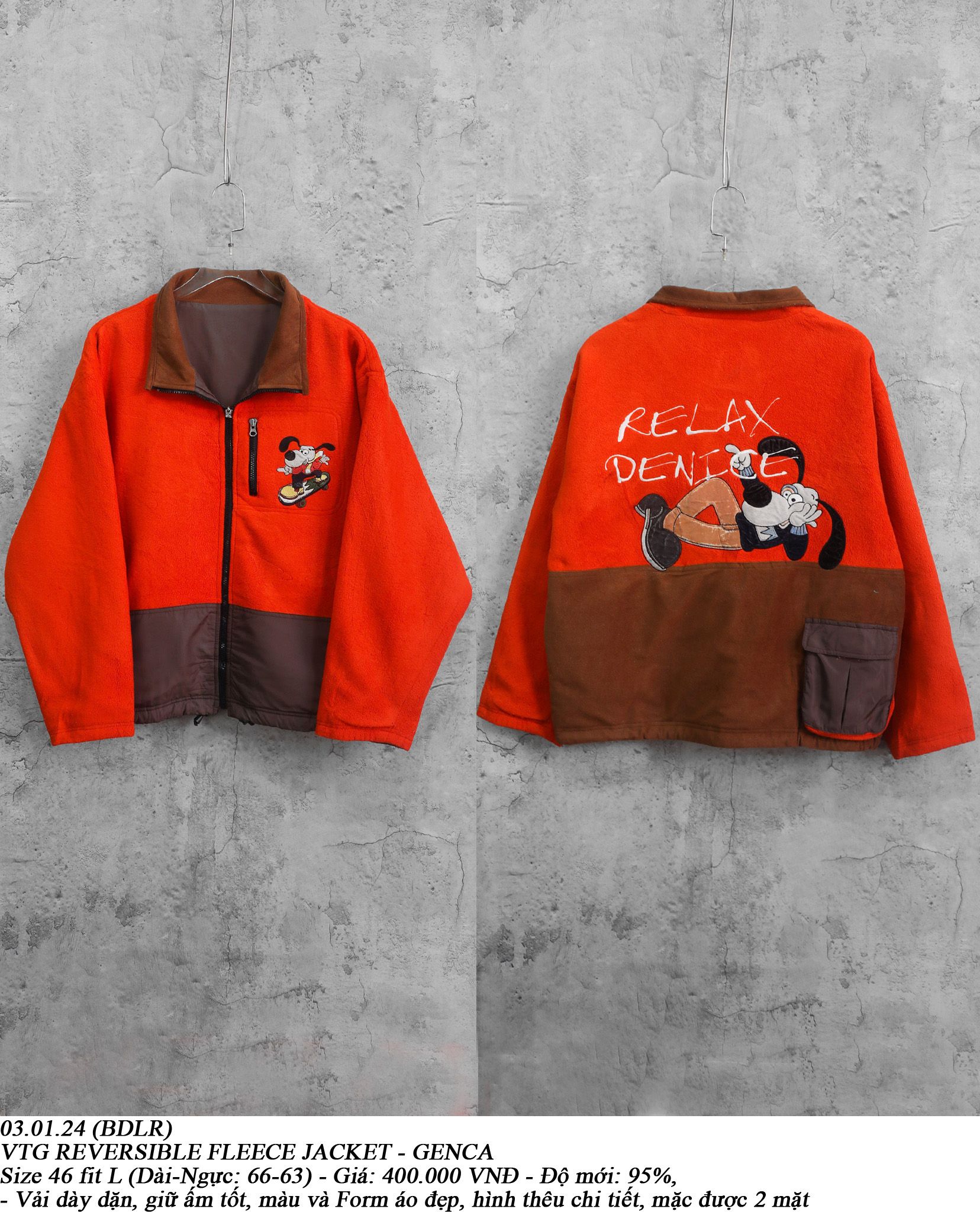 03.01.24 - VTG REVERSIBLE FLEECE JACKET - GENCA
